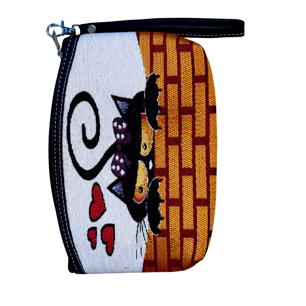 Wholesale Cotton Cosmetic Bag – Assorted Artistic Makeup Pouch with Wrist Strap | Travel Toiletry Organizer | 8.5" x 6" x 1"