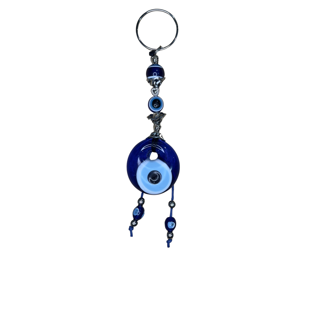 Handmade Glass Evil Eye Keychain – Turkish Key Ring – Assorted Blue Glass Keychain
