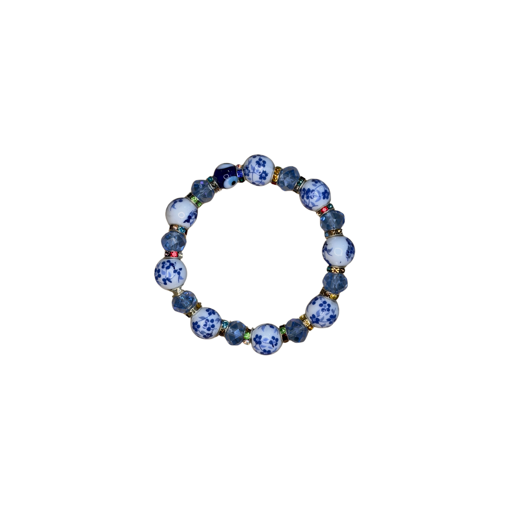 Mixed Evil Eye Bracelet Set – Handmade Glass Crystal Beaded Stretch Bracelets – Assorted Nazar Jewelry
