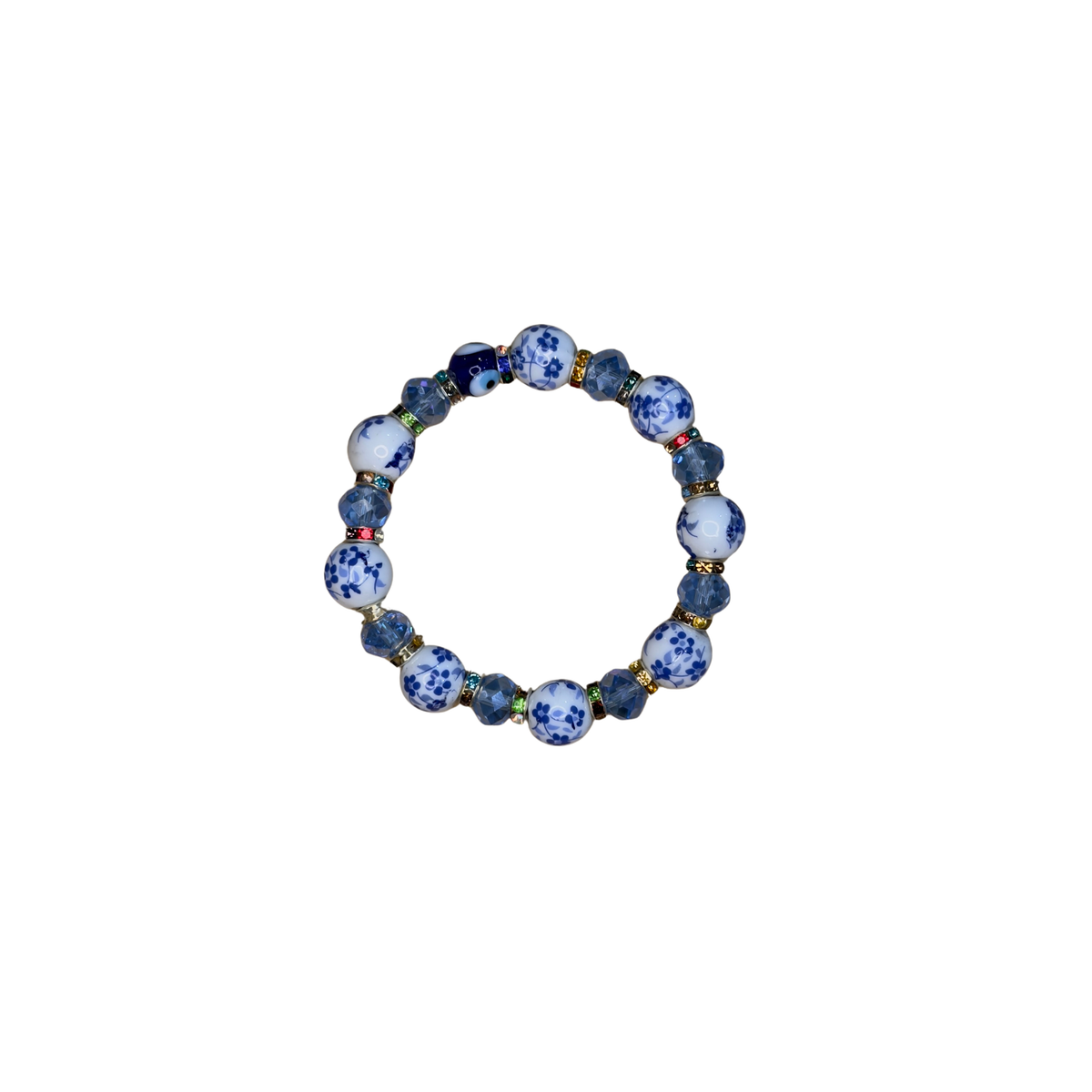 Mixed Evil Eye Bracelet Set – Handmade Glass Crystal Beaded Stretch Bracelets – Assorted Nazar Jewelry