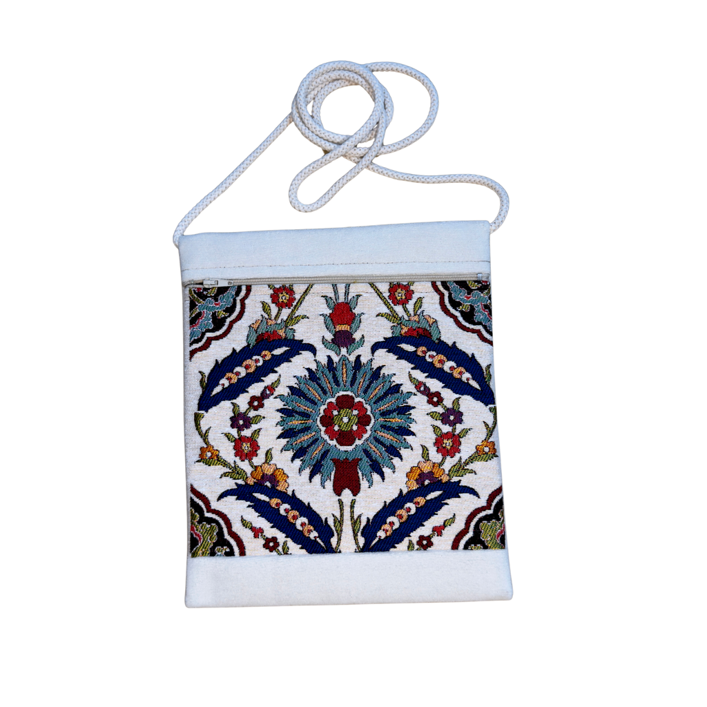 Assorted Tapestry Crossbody Bags – 8" x 10" Woven Art Shoulder Bags – Wholesale Zippered Canvas Crossbody Purse – Mixed Designs & Colors