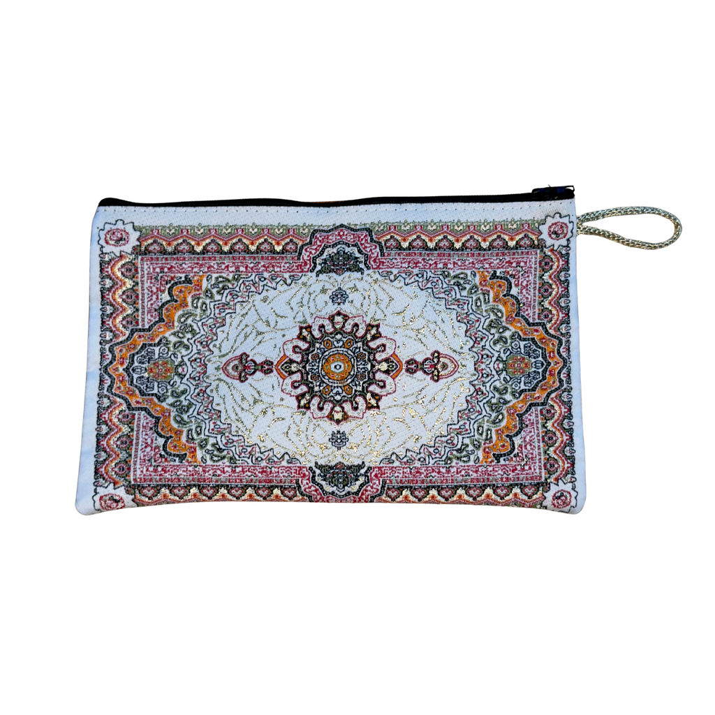 Woven Large Zipper Pouch – Assorted Turkish Inspired Designs – Polyester Fabric Cosmetic & Travel Organizer – 11.5 x 7.5 Inches