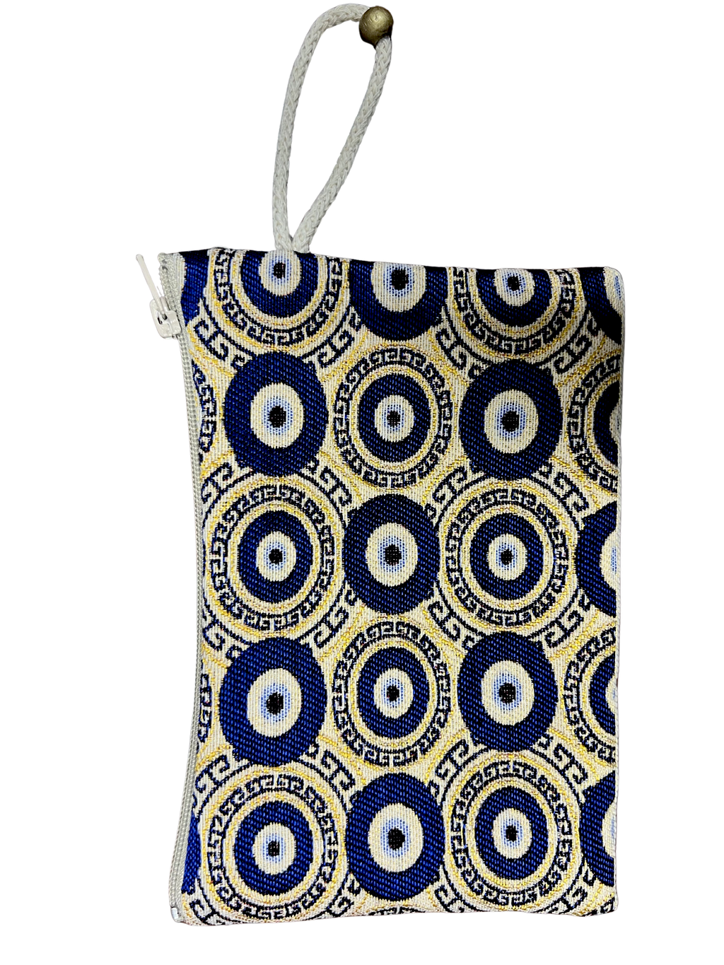 Medium Woven Cotton Wallet – Assorted Artistic Designs – Zipper Pouch with Wrist Strap – 8 x 5.5 Inches
