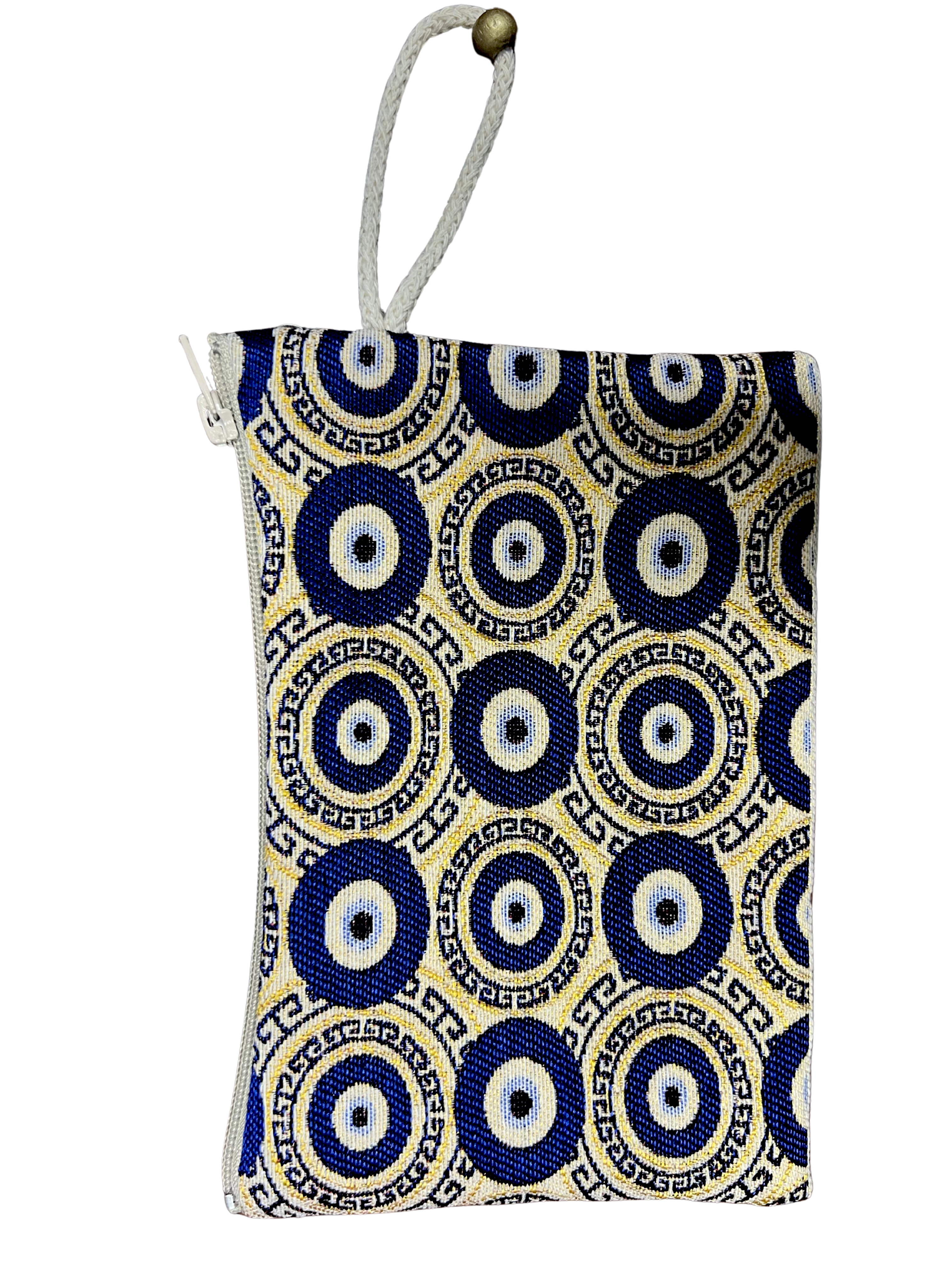 Medium Woven Cotton Wallet – Assorted Artistic Designs – Zipper Pouch with Wrist Strap – 8 x 5.5 Inches