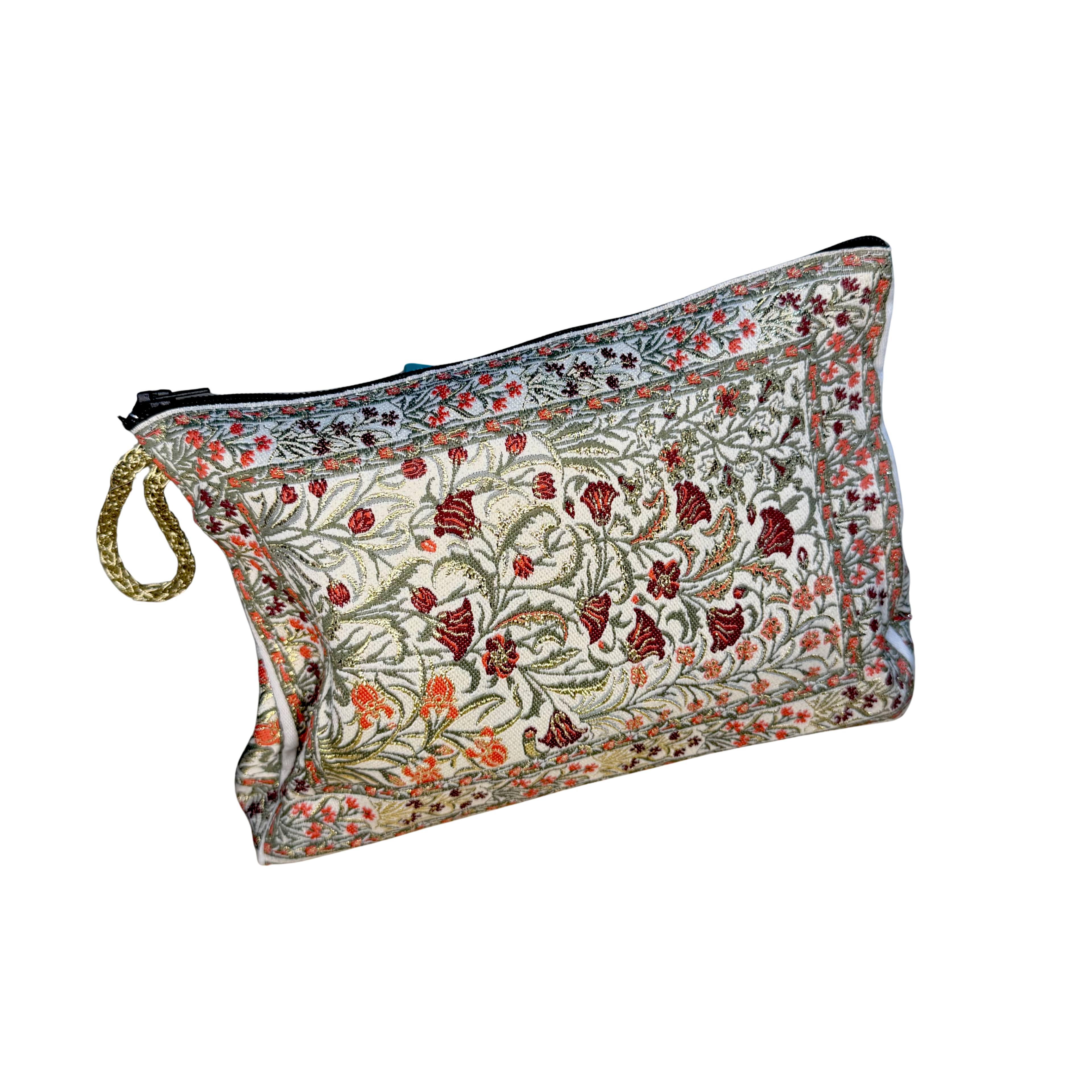 Woven Makeup Bag – Assorted Floral Tapestry Cosmetic Pouch – Zipper Travel Toiletry Organizer – 8.5" x 5.5"