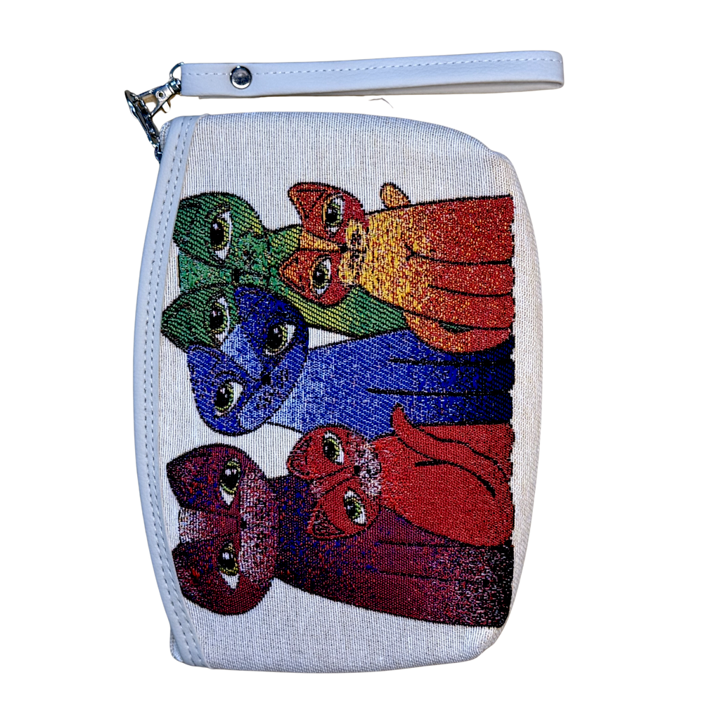 Wholesale Cotton Cosmetic Bag – Assorted Artistic Makeup Pouch with Wrist Strap | Travel Toiletry Organizer | 8.5" x 6" x 1"