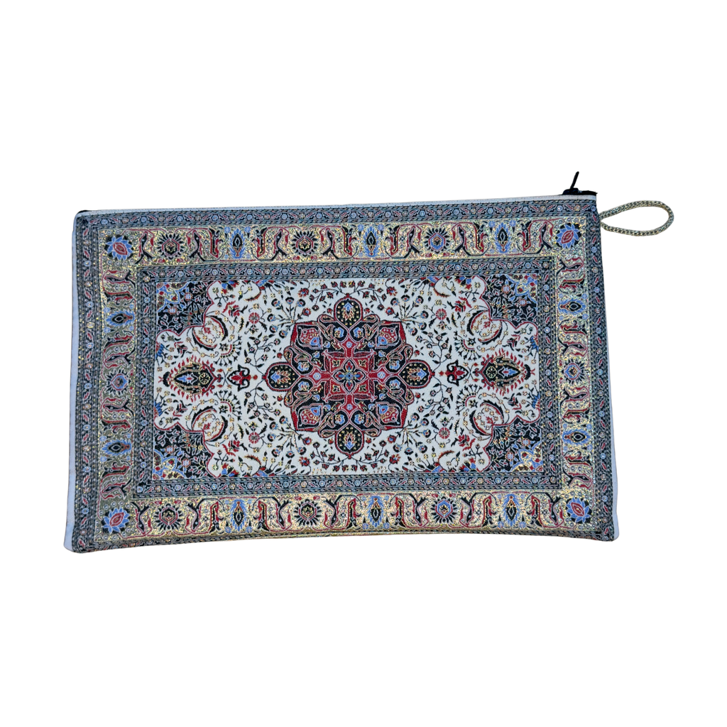Woven Large Zipper Pouch – Assorted Turkish Inspired Designs – Polyester Fabric Cosmetic & Travel Organizer – 11.5 x 7.5 Inches