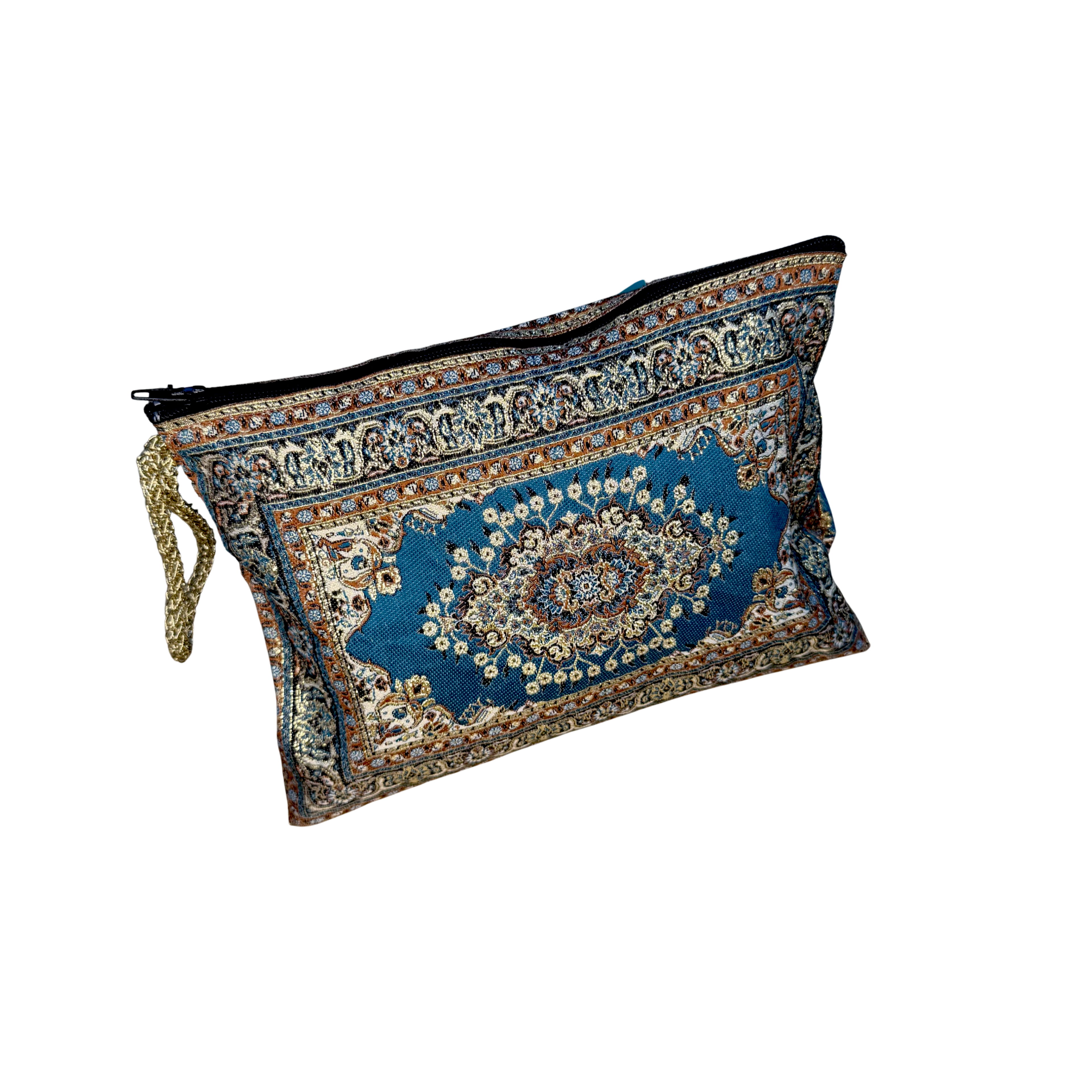 Woven Makeup Bag – Assorted Floral Tapestry Cosmetic Pouch – Zipper Travel Toiletry Organizer – 8.5" x 5.5"