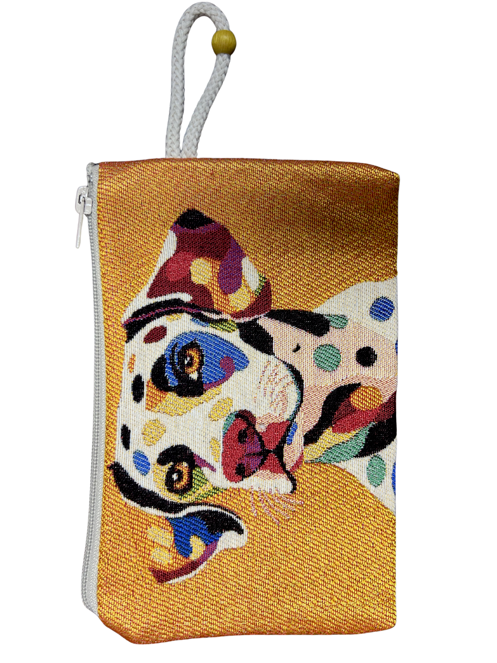 Medium Woven Cotton Wallet – Assorted Artistic Designs – Zipper Pouch with Wrist Strap – 8 x 5.5 Inches