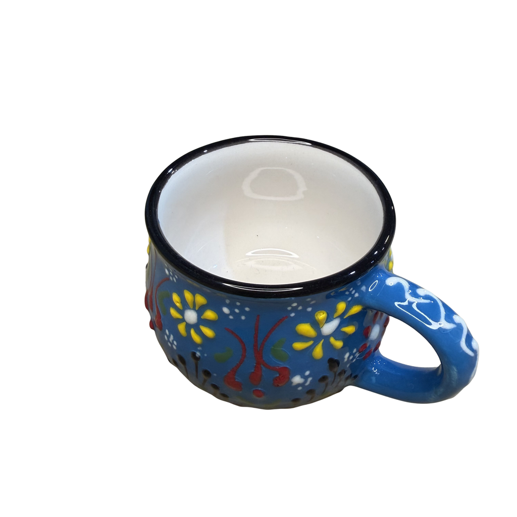 Handmade Turkish Ceramic Mug – Hand-Painted Lead-Free Artisan Coffee Cup – Assorted Colors