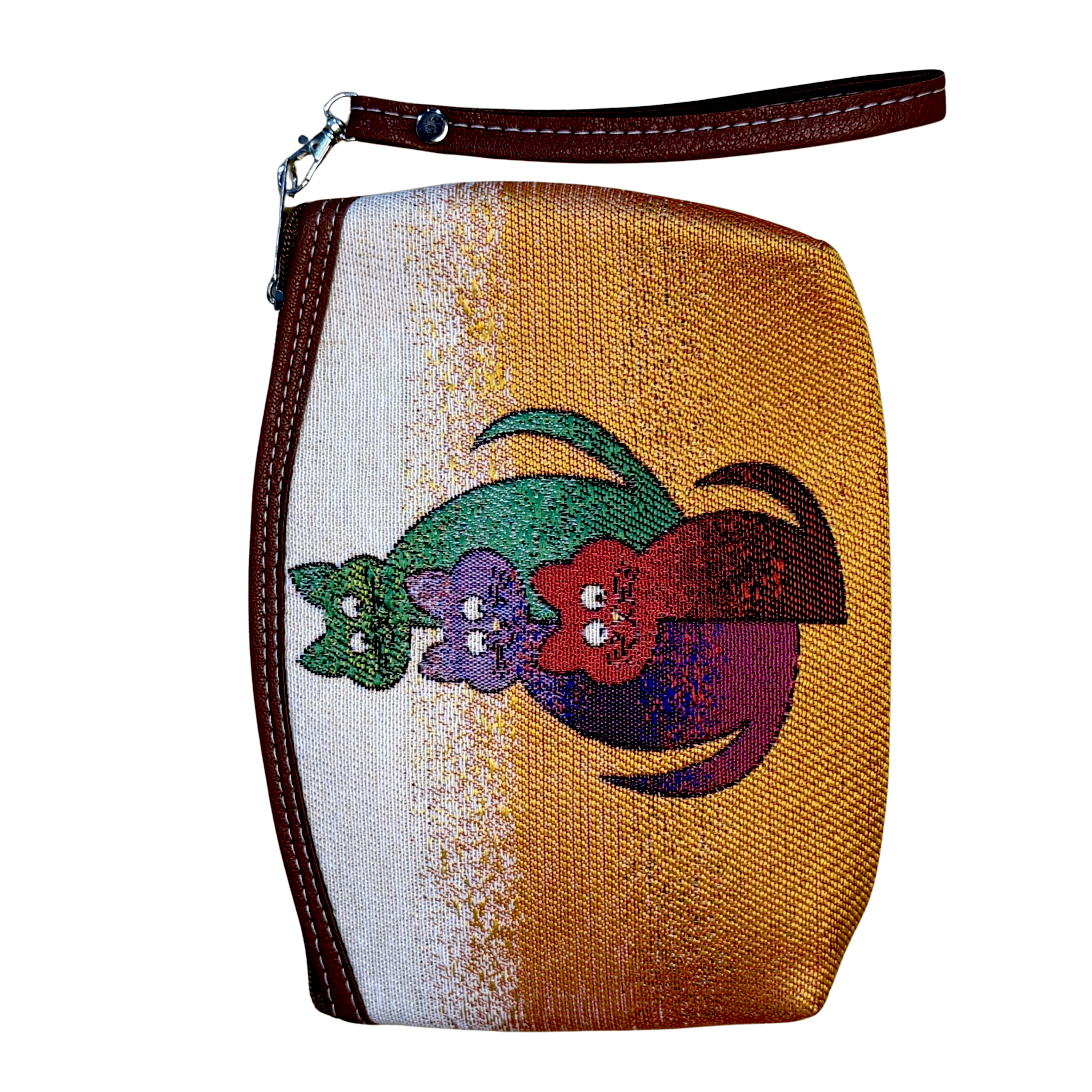 Wholesale Cotton Cosmetic Bag – Assorted Artistic Makeup Pouch with Wrist Strap | Travel Toiletry Organizer | 8.5" x 6" x 1"