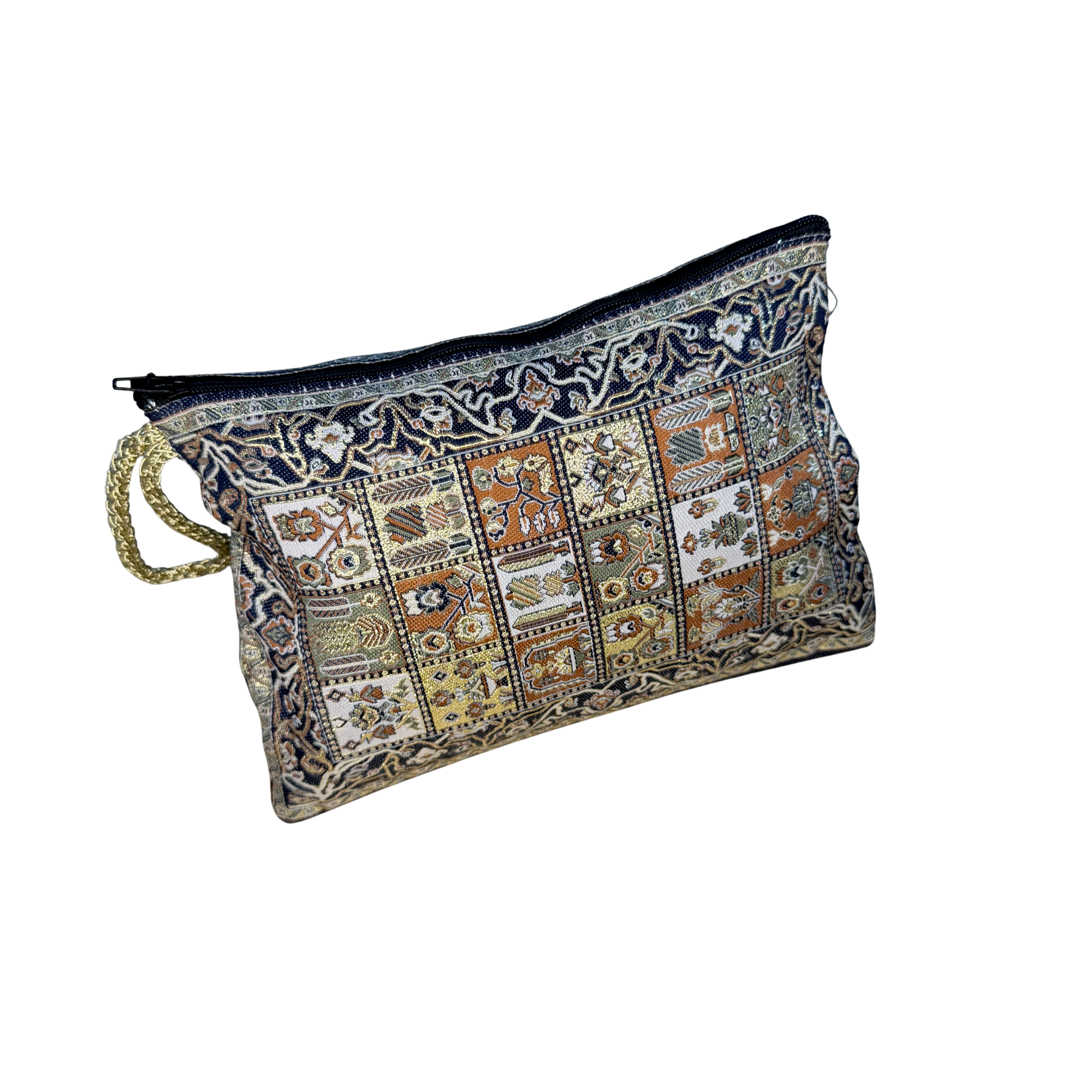 Woven Makeup Bag – Assorted Floral Tapestry Cosmetic Pouch – Zipper Travel Toiletry Organizer – 8.5" x 5.5"