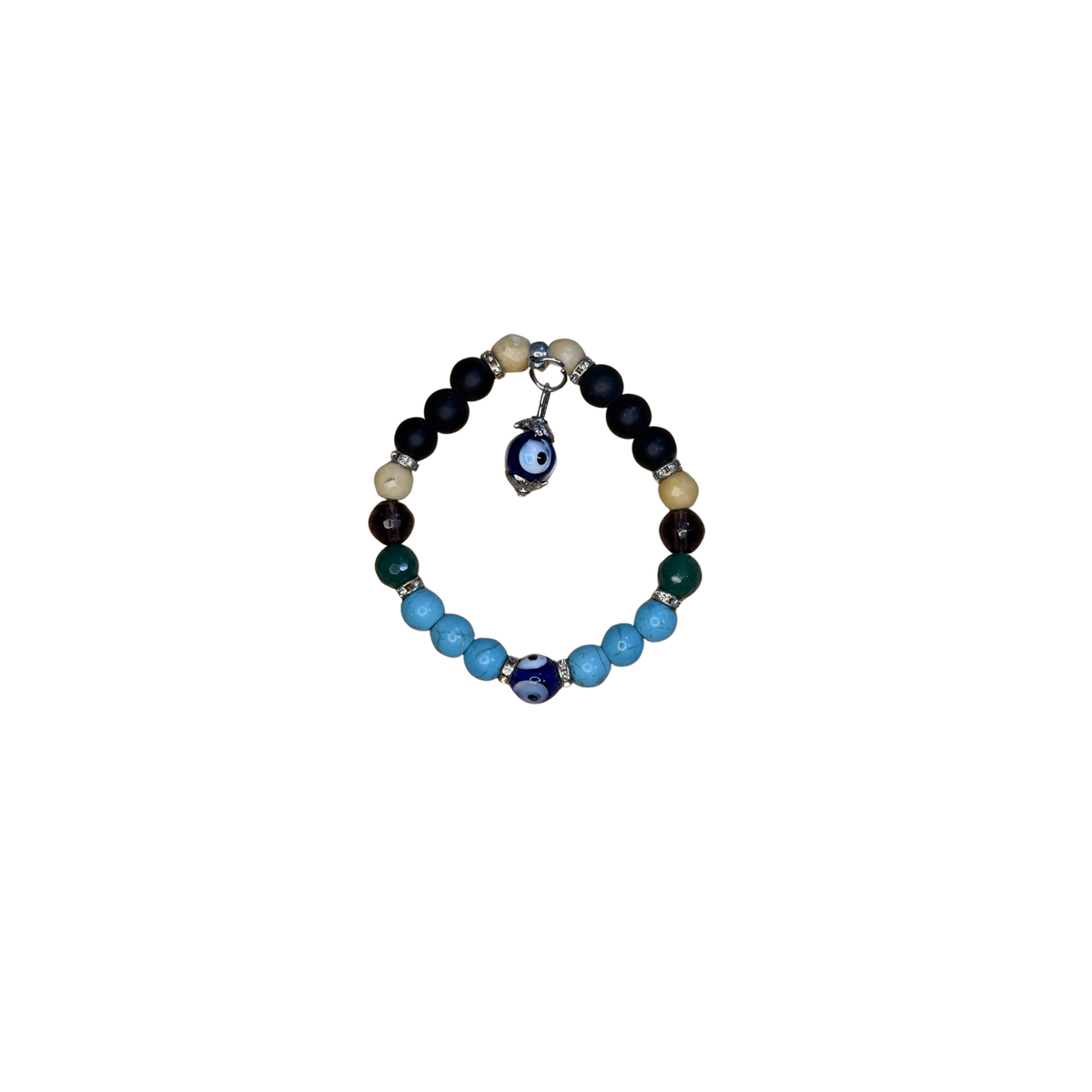 Mixed Evil Eye Bracelet Set – Handmade Glass Crystal Beaded Stretch Bracelets – Assorted Nazar Jewelry