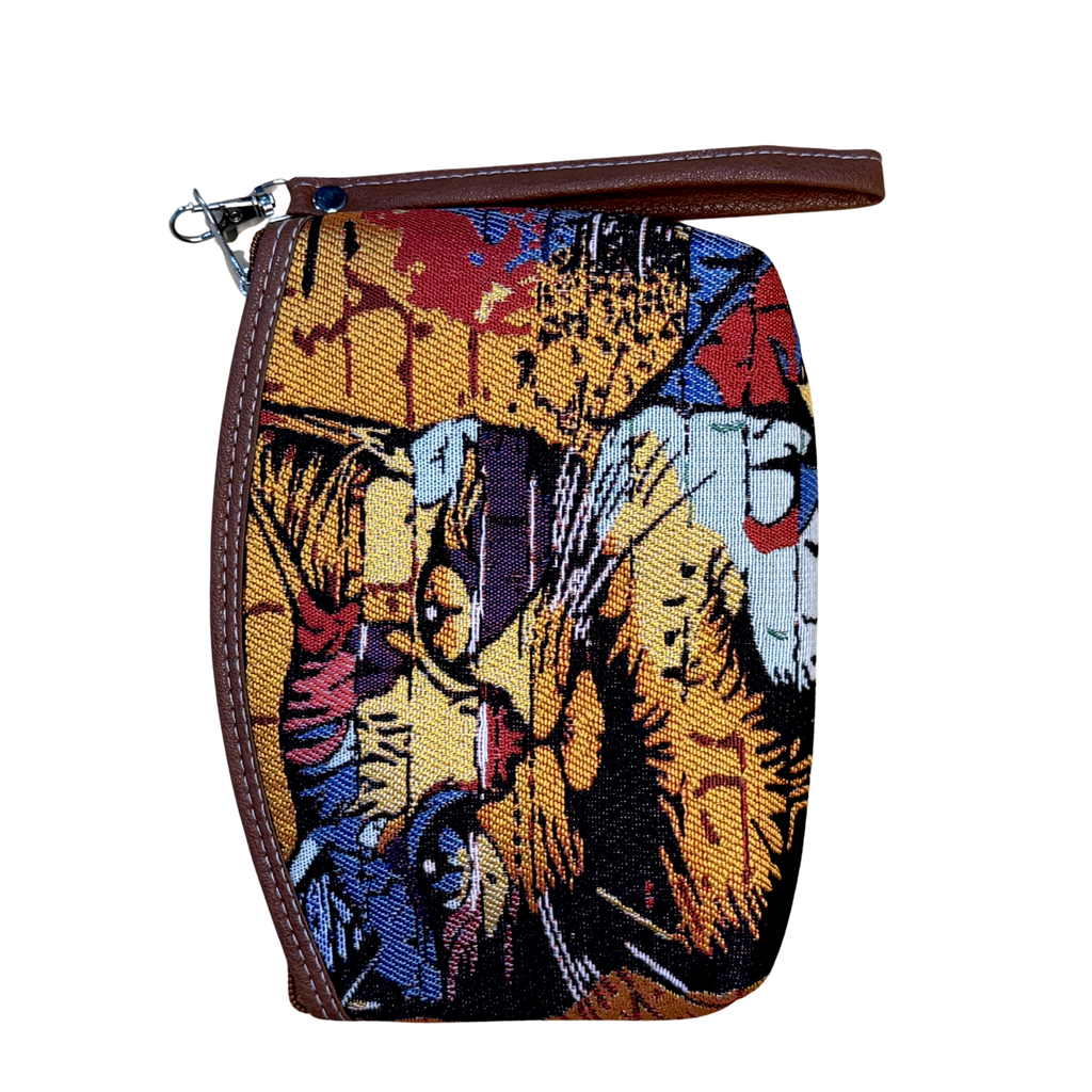 Wholesale Cotton Cosmetic Bag – Assorted Artistic Makeup Pouch with Wrist Strap | Travel Toiletry Organizer | 8.5" x 6" x 1"
