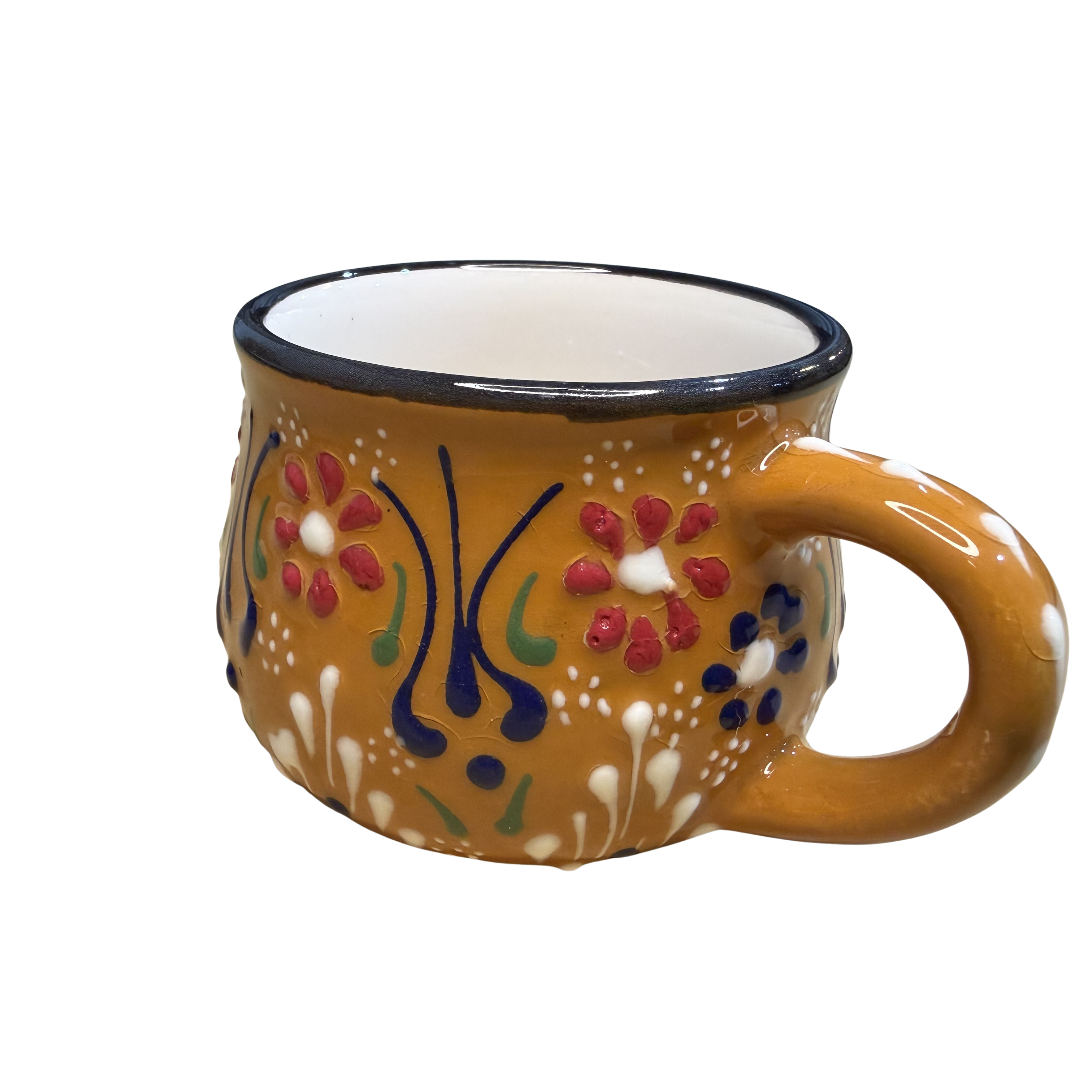 Handmade Turkish Ceramic Mug – Hand-Painted Lead-Free Artisan Coffee Cup – Assorted Colors