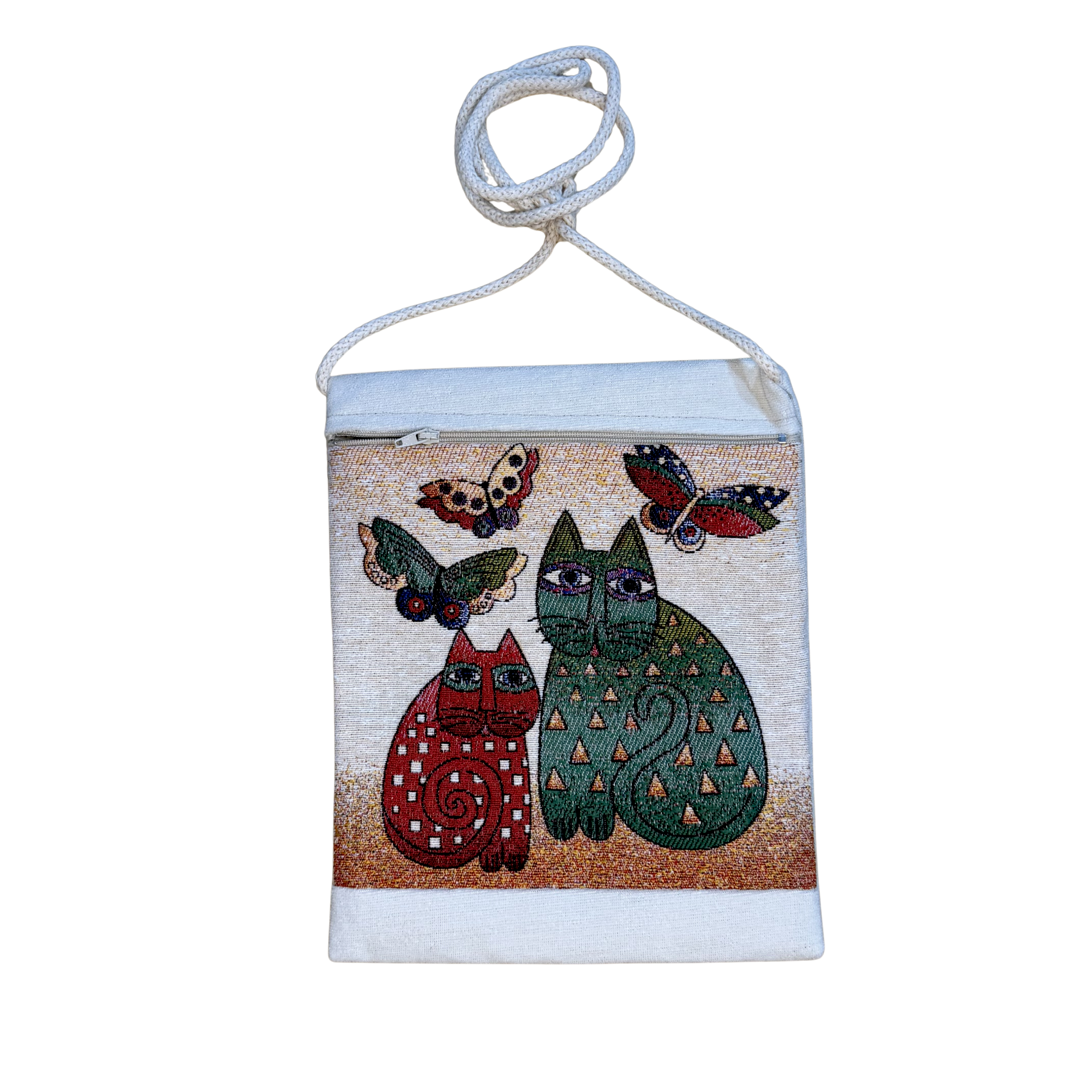 Assorted Tapestry Crossbody Bags – 8" x 10" Woven Art Shoulder Bags – Wholesale Zippered Canvas Crossbody Purse – Mixed Designs & Colors