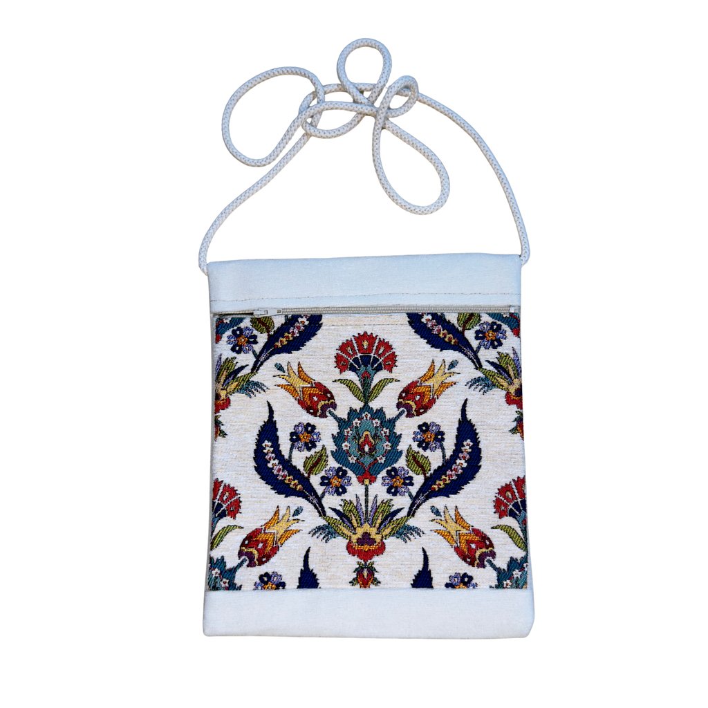 Assorted Tapestry Crossbody Bags – 8" x 10" Woven Art Shoulder Bags – Wholesale Zippered Canvas Crossbody Purse – Mixed Designs & Colors