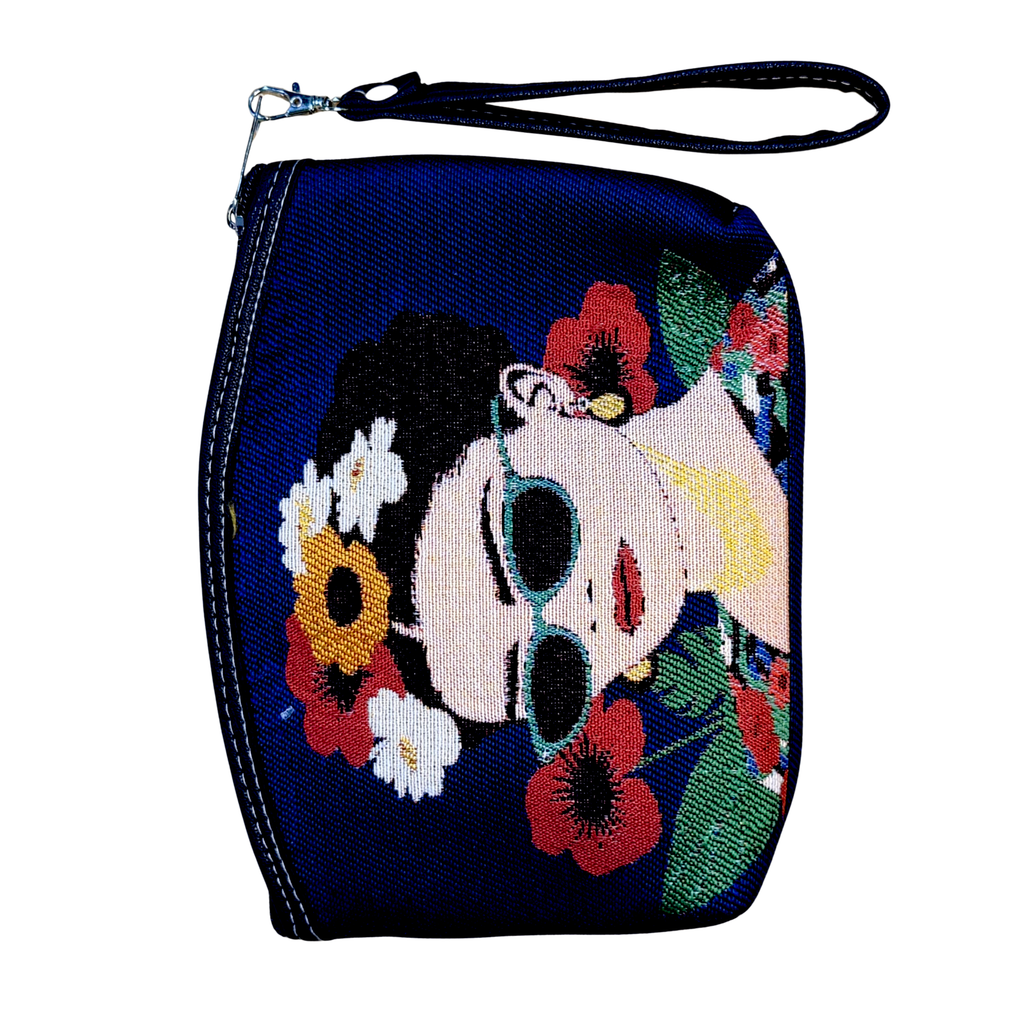 Wholesale Cotton Cosmetic Bag – Assorted Artistic Makeup Pouch with Wrist Strap | Travel Toiletry Organizer | 8.5" x 6" x 1"