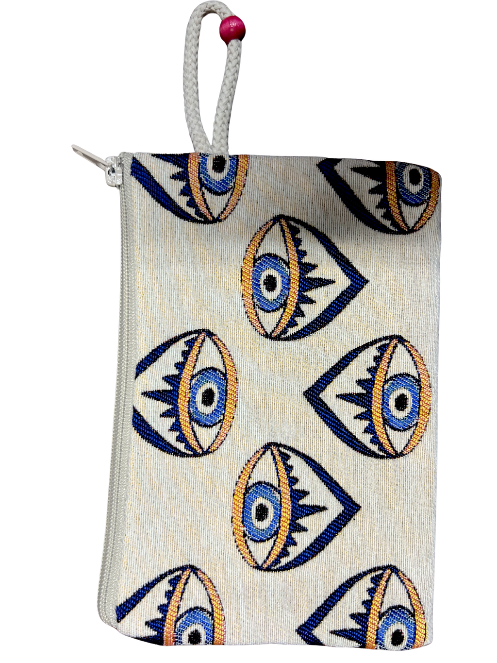 Medium Woven Cotton Wallet – Assorted Artistic Designs – Zipper Pouch with Wrist Strap – 8 x 5.5 Inches