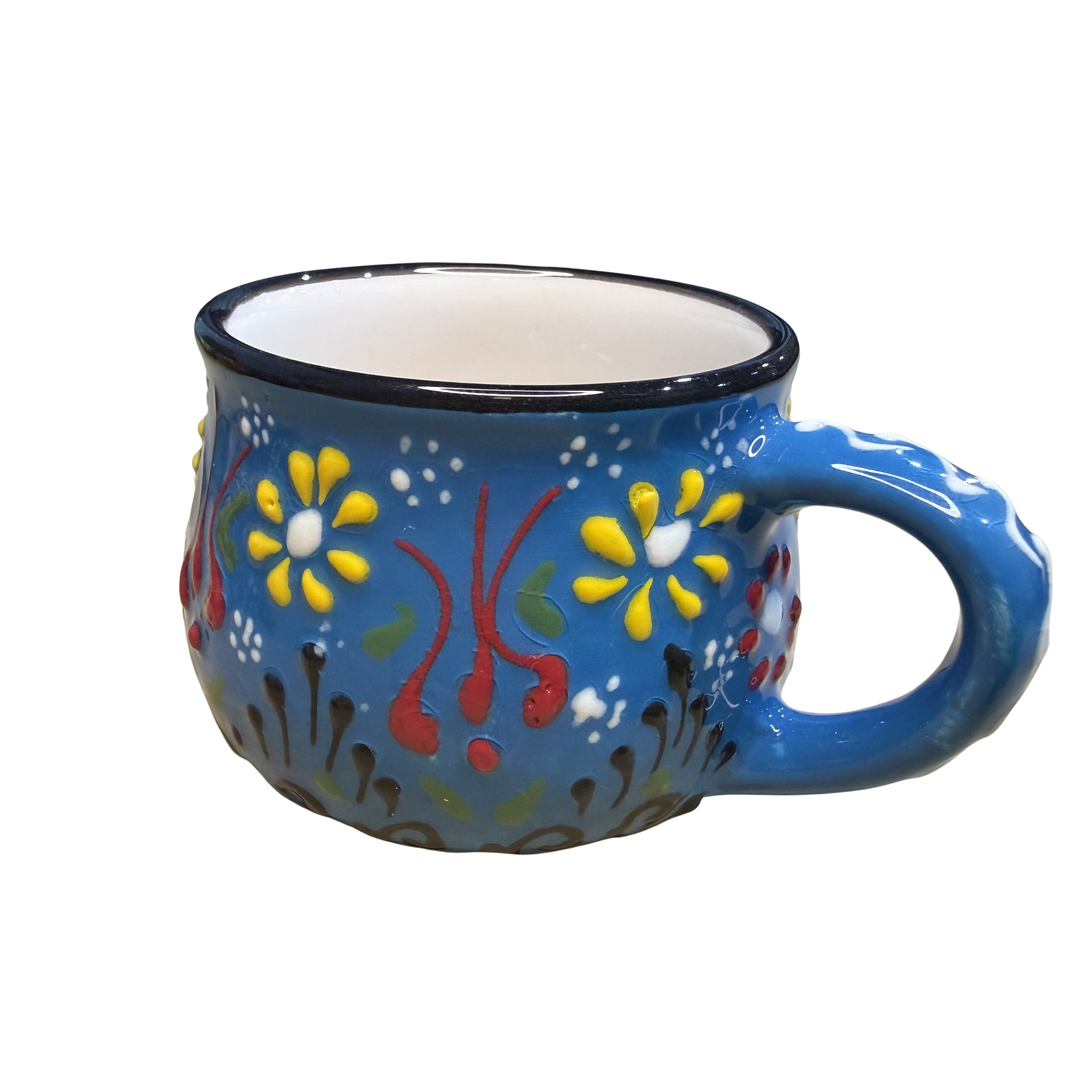Handmade Turkish Ceramic Mug – Hand-Painted Lead-Free Artisan Coffee Cup – Assorted Colors