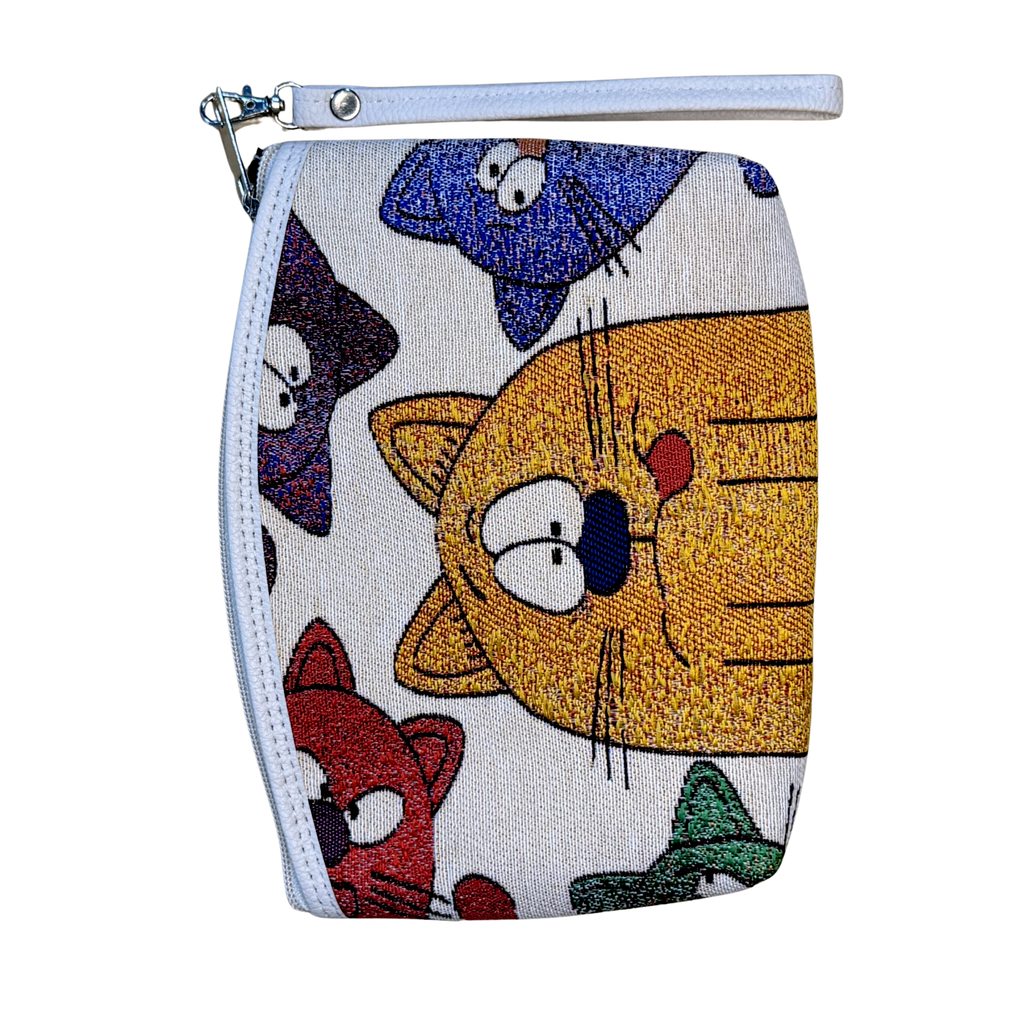 Wholesale Cotton Cosmetic Bag – Assorted Artistic Makeup Pouch with Wrist Strap | Travel Toiletry Organizer | 8.5" x 6" x 1"