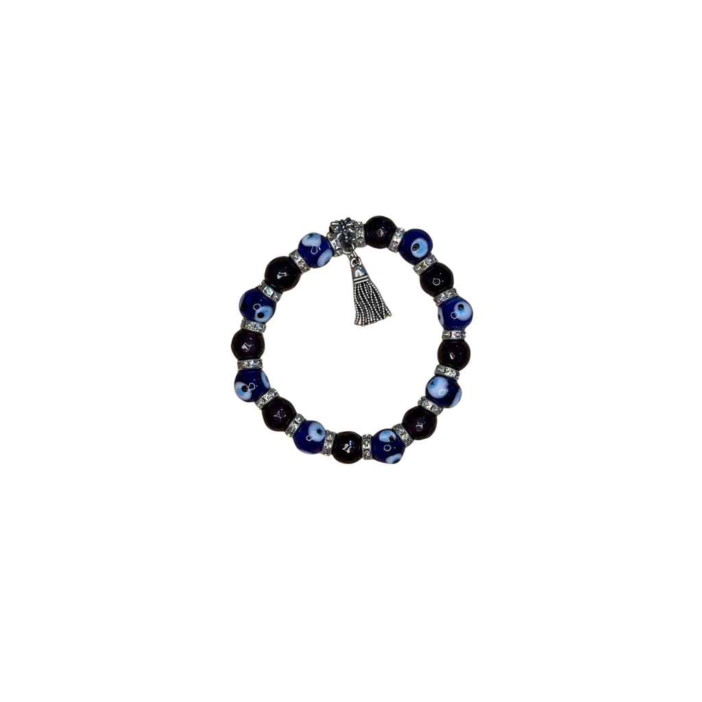 Mixed Evil Eye Bracelet Set – Handmade Glass Crystal Beaded Stretch Bracelets – Assorted Nazar Jewelry