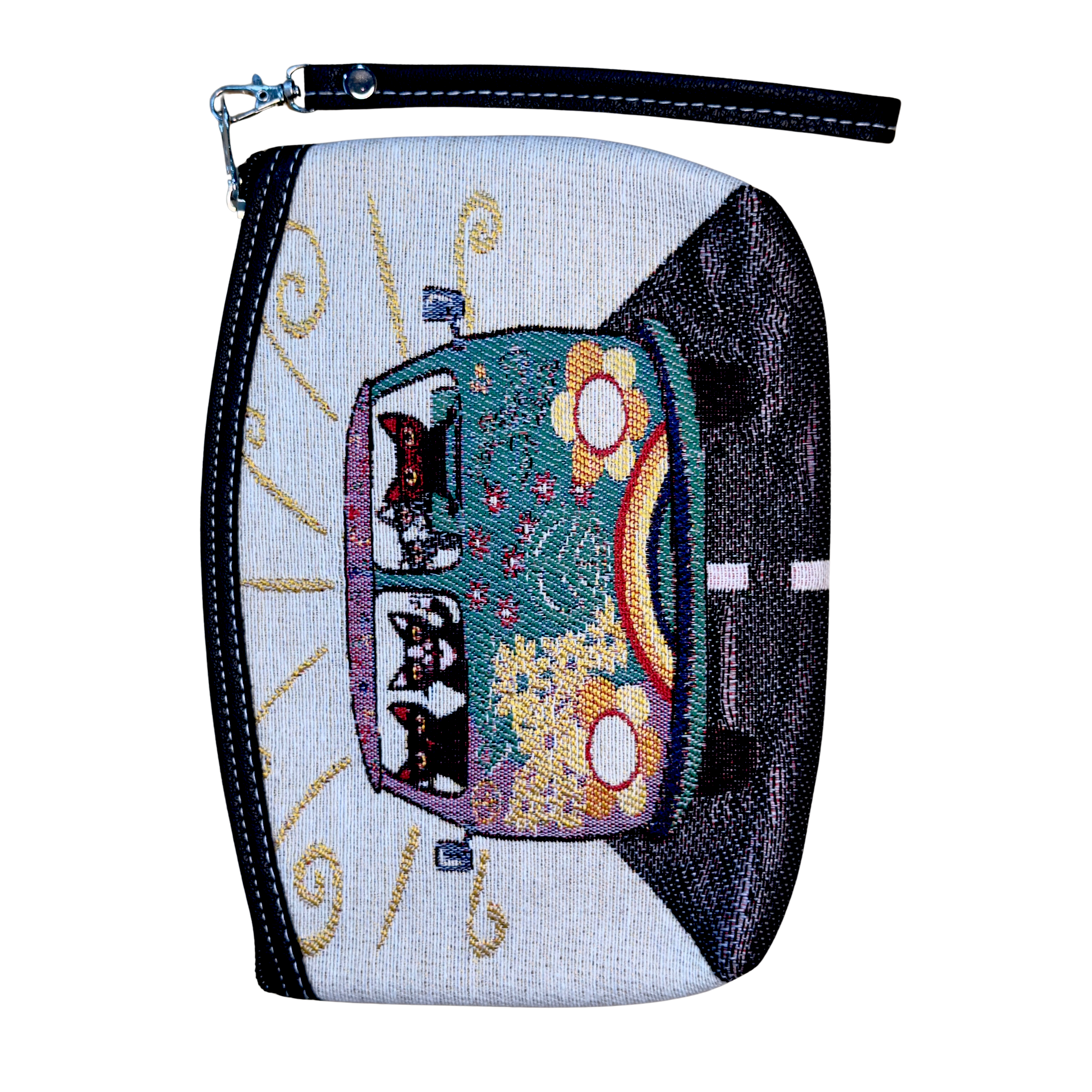 Wholesale Cotton Cosmetic Bag – Assorted Artistic Makeup Pouch with Wrist Strap | Travel Toiletry Organizer | 8.5" x 6" x 1"