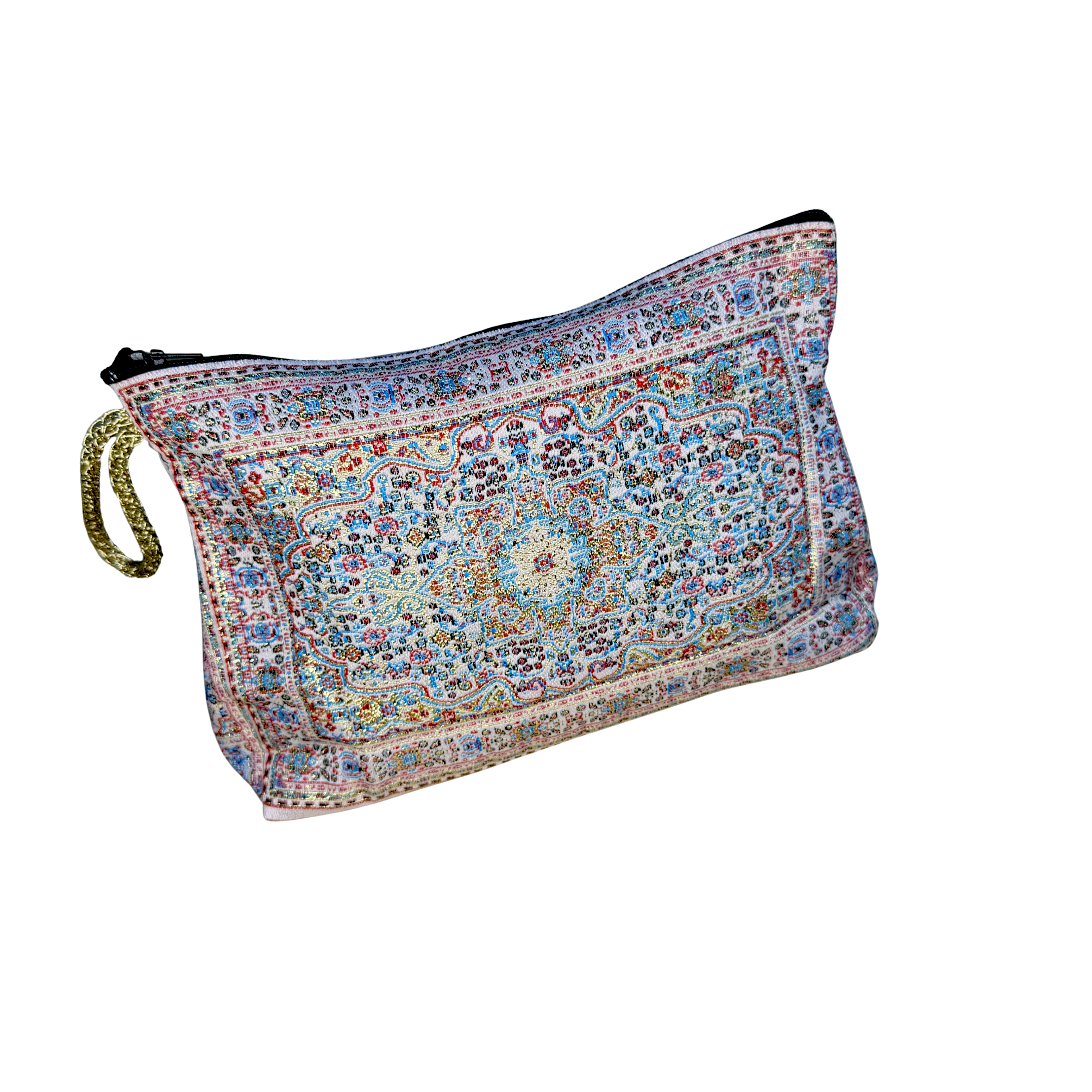 Woven Makeup Bag – Assorted Floral Tapestry Cosmetic Pouch – Zipper Travel Toiletry Organizer – 8.5" x 5.5"