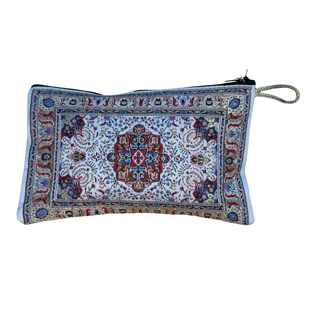 Woven Large Zipper Pouch – Assorted Turkish Inspired Designs – Polyester Fabric Cosmetic & Travel Organizer – 11.5 x 7.5 Inches