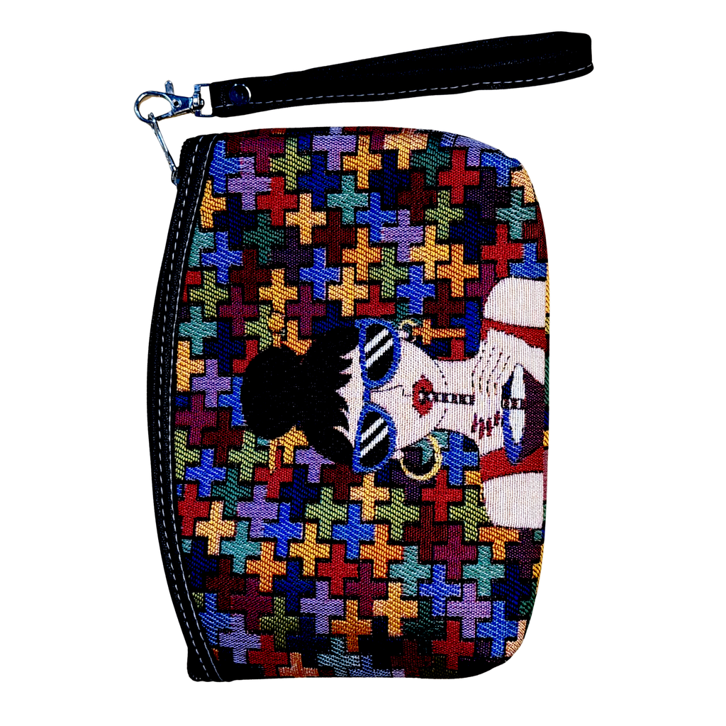 Wholesale Cotton Cosmetic Bag – Assorted Artistic Makeup Pouch with Wrist Strap | Travel Toiletry Organizer | 8.5" x 6" x 1"