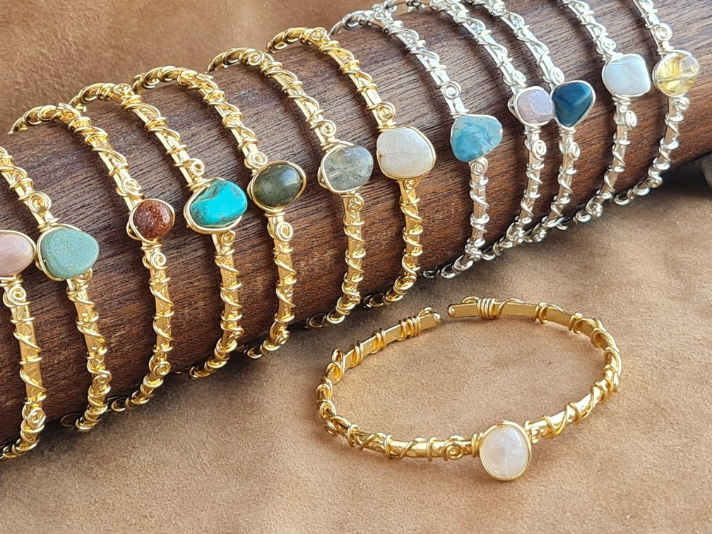 Handcrafted Natural Stone Jewelry in Solid Copper with Silver & Gold Plating