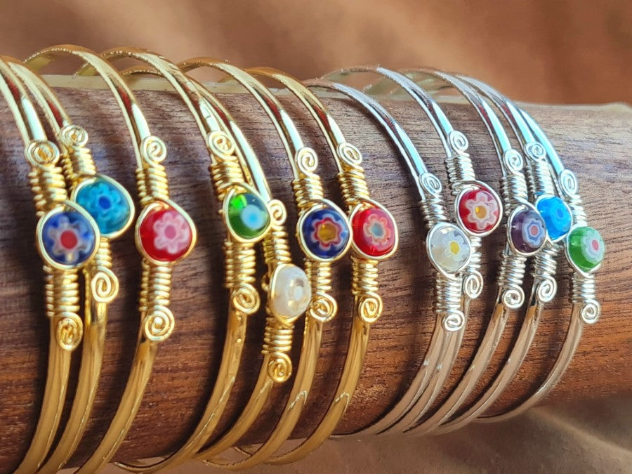 Handcrafted Murano Glass Stone Jewelry in Solid Copper with Silver & Gold Plating