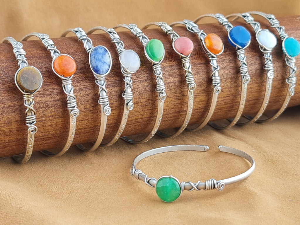 Handcrafted Natural Stone Jewelry in Solid Copper with Silver & Gold Plating