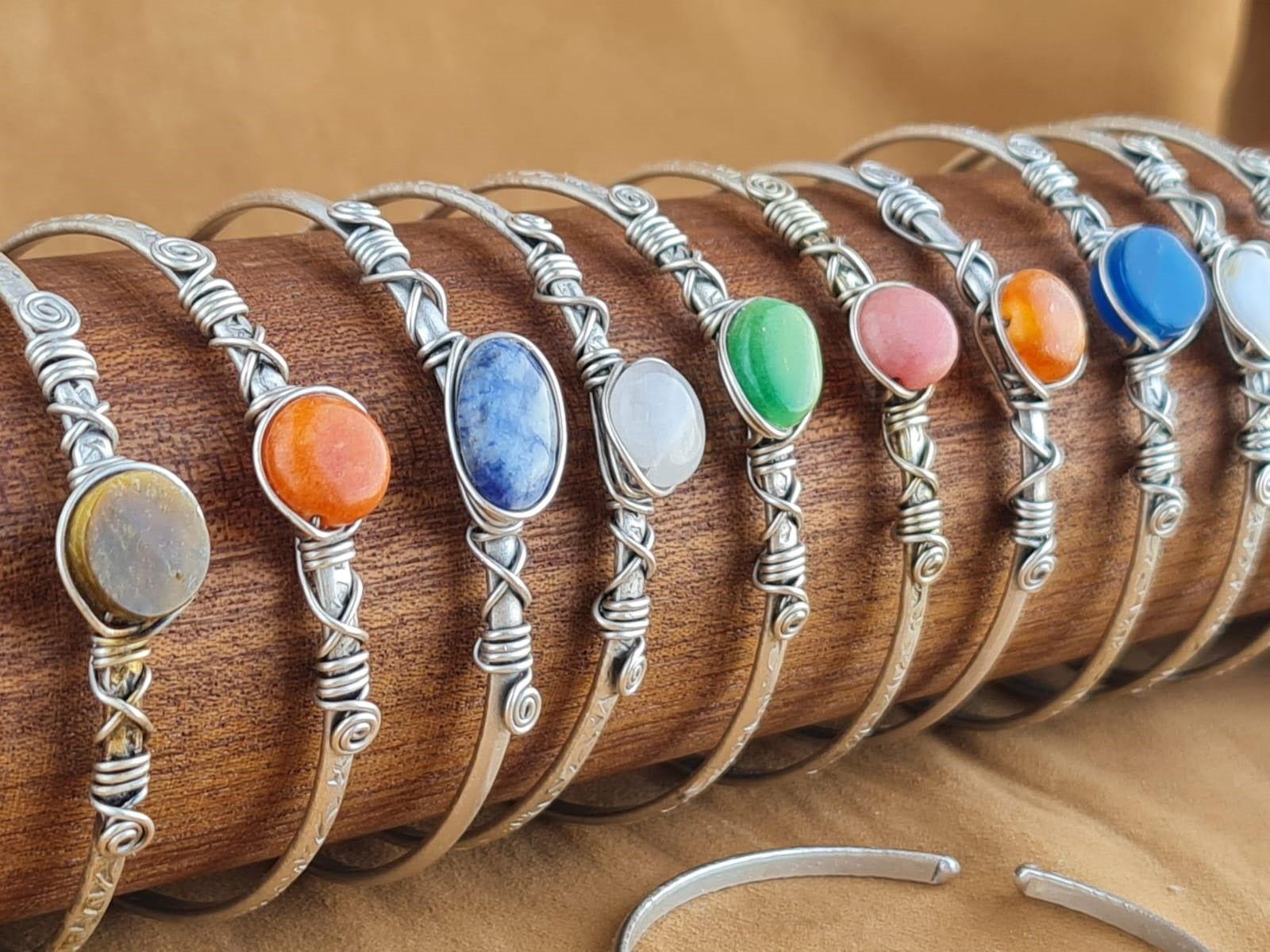 Handcrafted Natural Stone Jewelry in Solid Copper with Silver & Gold Plating