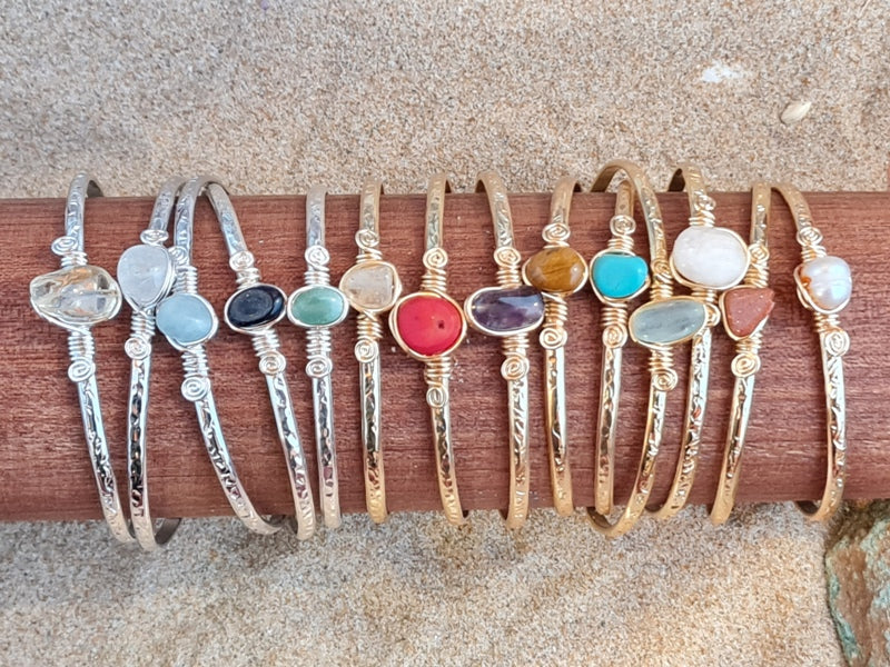 Handcrafted Natural Stone Jewelry in Solid Copper with Silver & Gold Plating