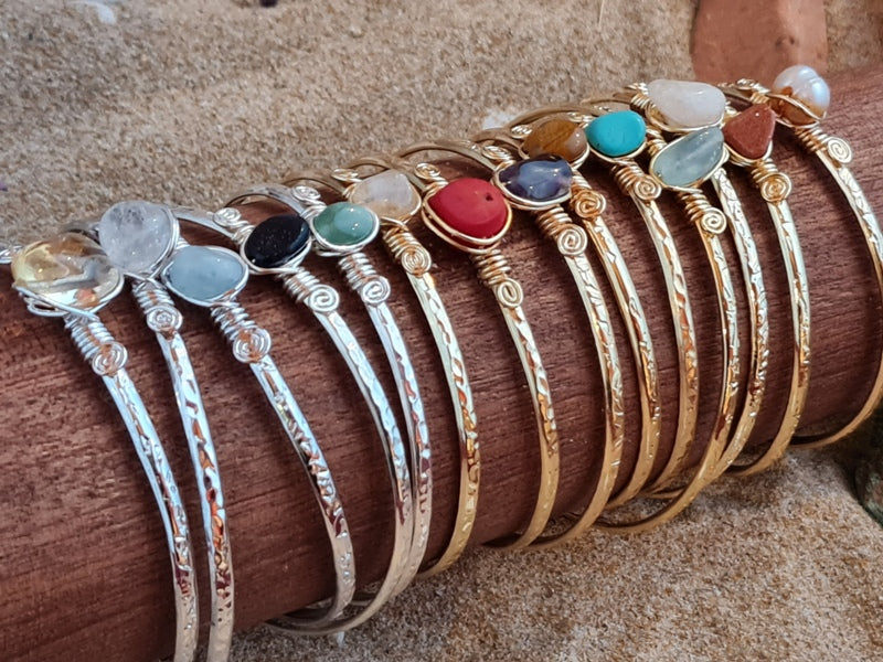 Handcrafted Natural Stone Jewelry in Solid Copper with Silver & Gold Plating