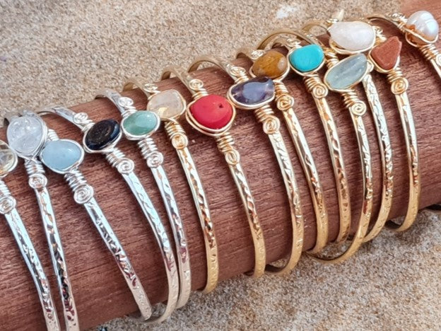 Handcrafted Natural Stone Jewelry in Solid Copper with Silver & Gold Plating