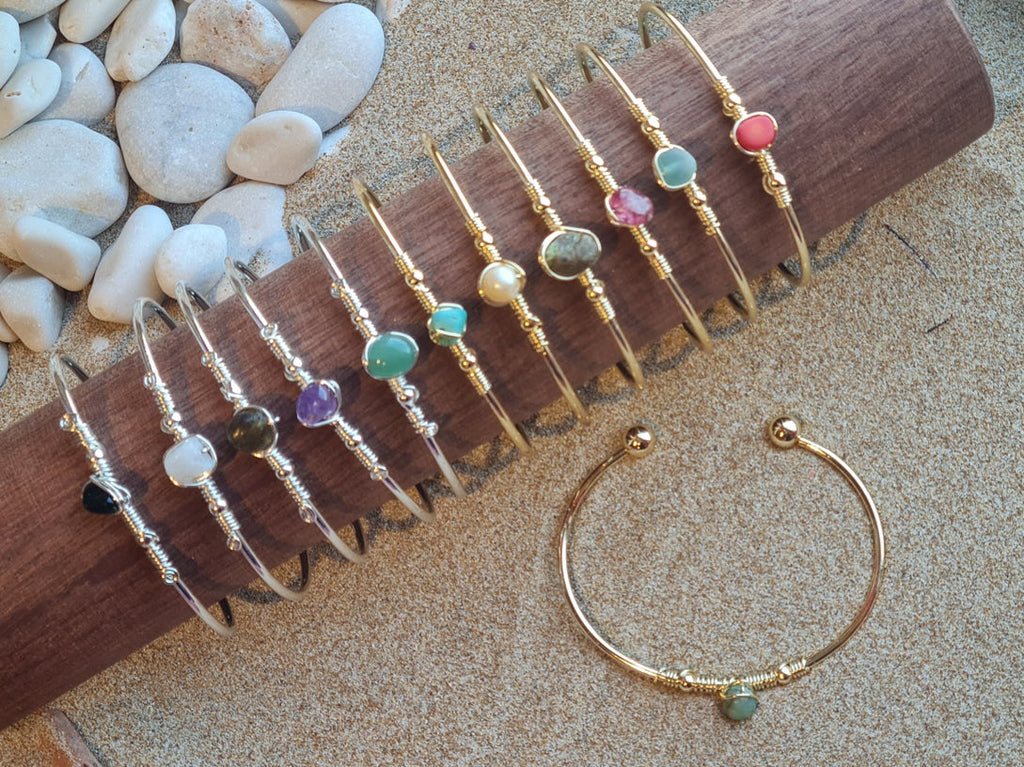 Handcrafted Natural Stone Jewelry in Solid Copper with Silver & Gold Plating