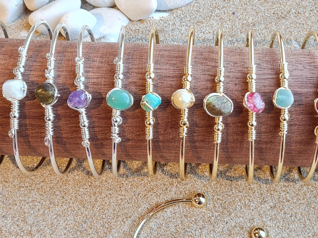 Handcrafted Natural Stone Jewelry in Solid Copper with Silver & Gold Plating