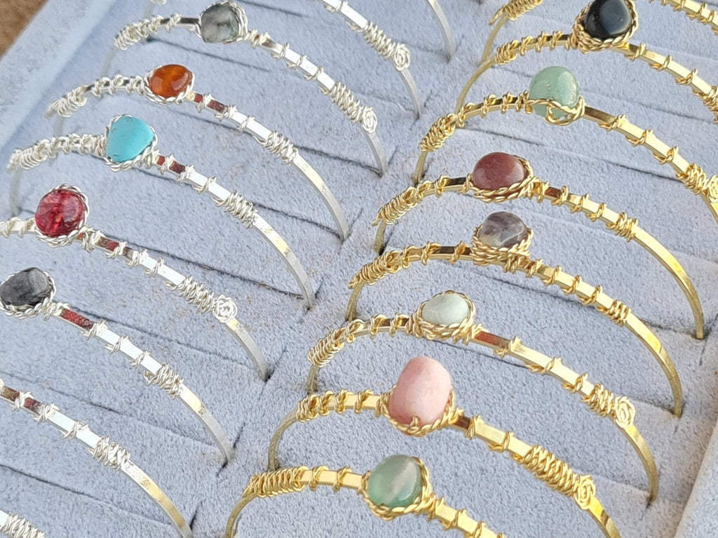 Handcrafted Natural Stone Jewelry in Solid Copper with Silver & Gold Plating