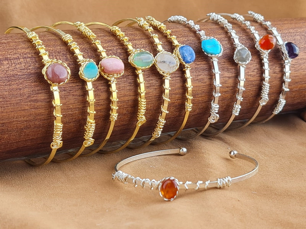 Handcrafted Natural Stone Jewelry in Solid Copper with Silver & Gold Plating