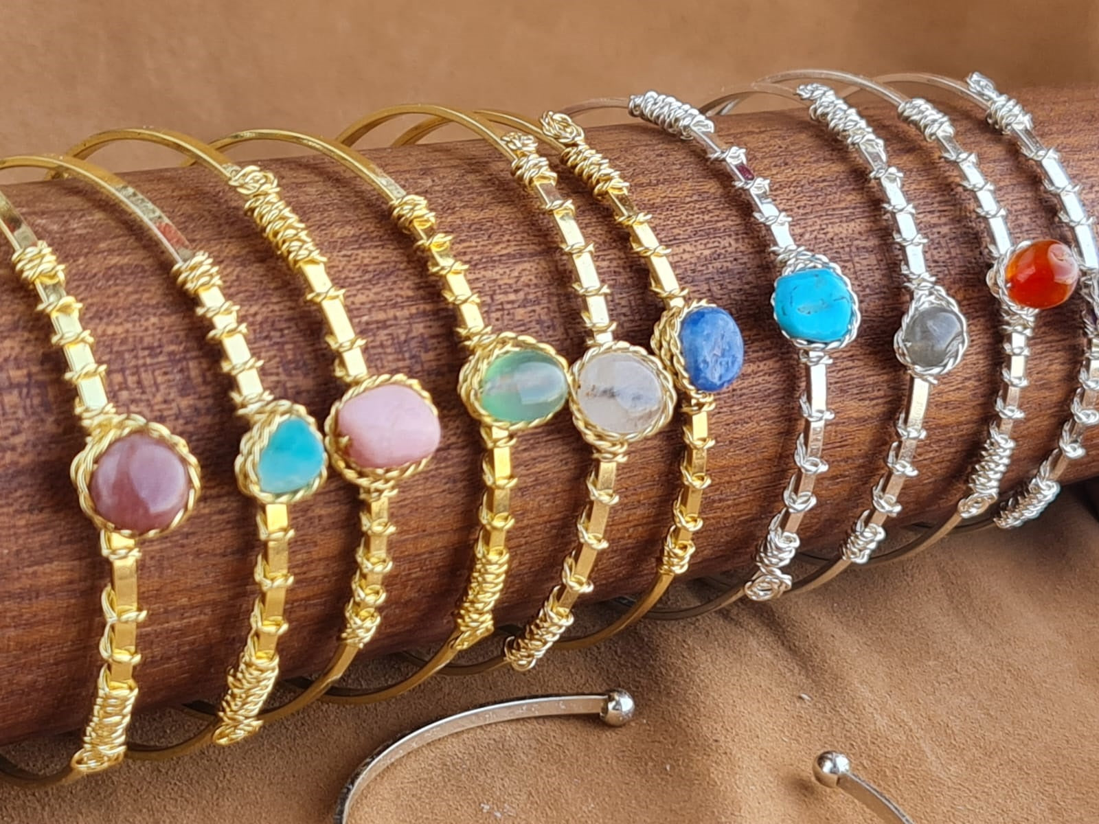 Handcrafted Natural Stone Jewelry in Solid Copper with Silver & Gold Plating