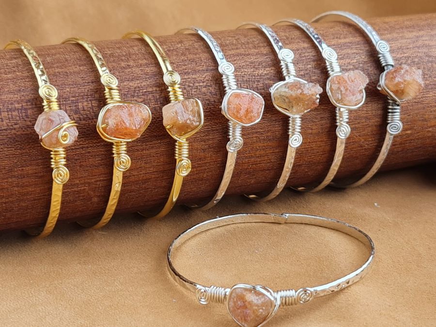 Handcrafted ARAGONITE Stone Jewelry in Solid Copper with Silver & Gold Plating