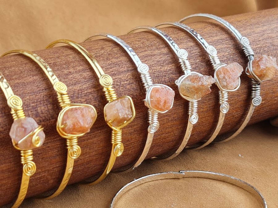 Handcrafted ARAGONITE Stone Jewelry in Solid Copper with Silver & Gold Plating
