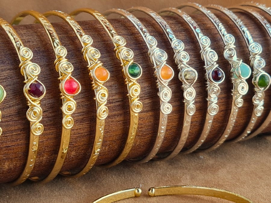 Handcrafted Natural Stone Jewelry in Solid Copper with Silver & Gold Plating