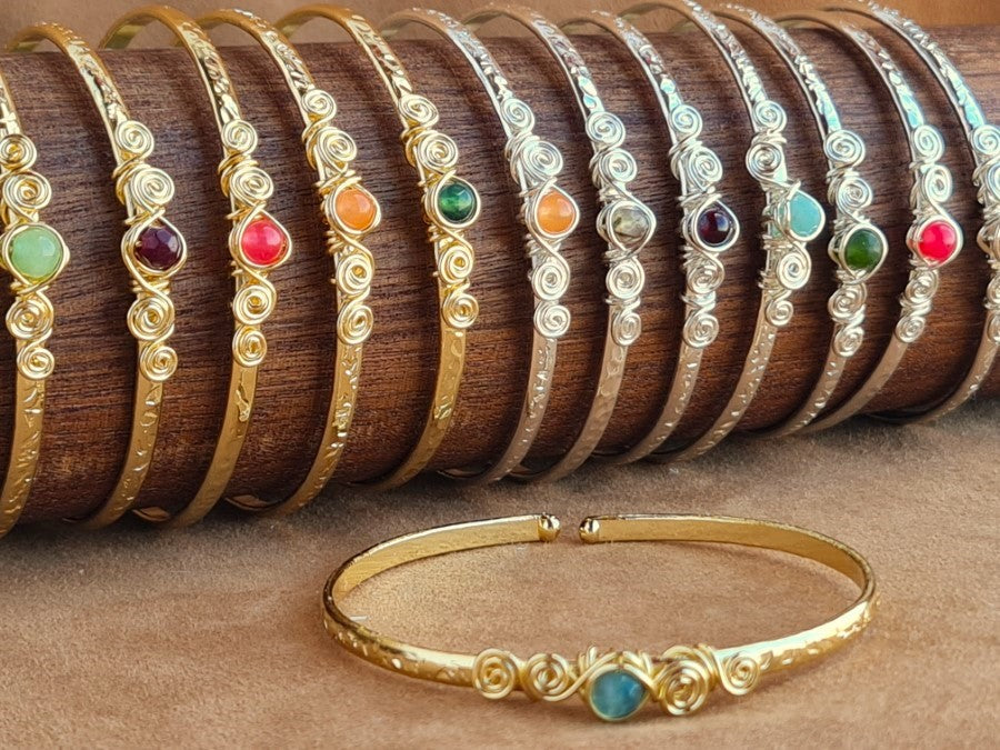 Handcrafted Natural Stone Jewelry in Solid Copper with Silver & Gold Plating