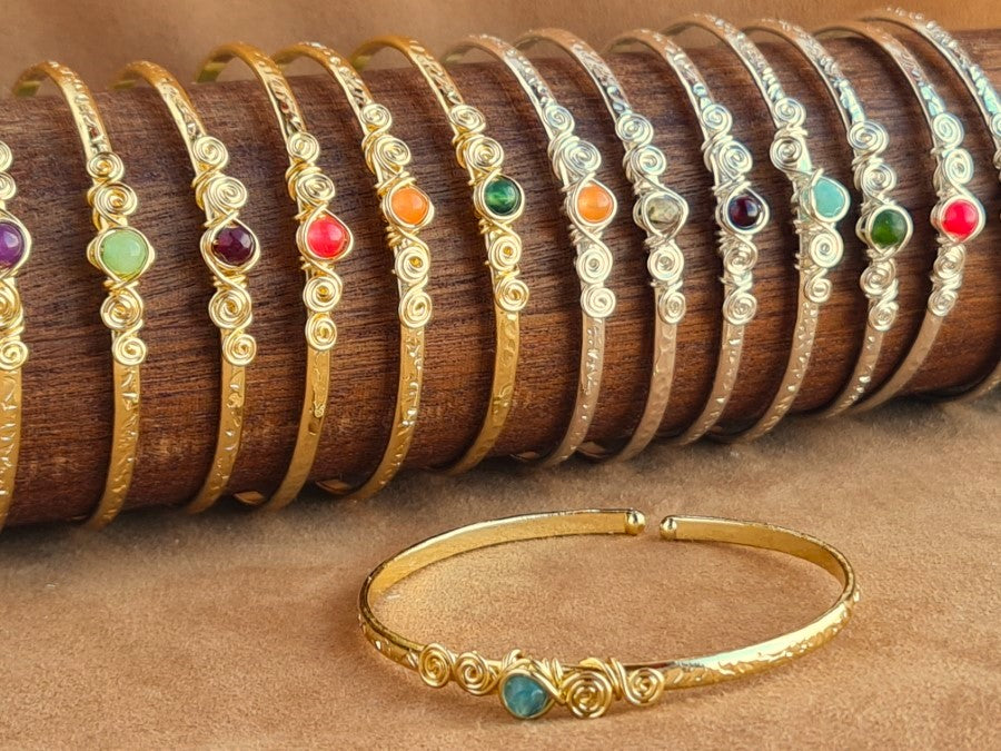 Handcrafted Natural Stone Jewelry in Solid Copper with Silver & Gold Plating