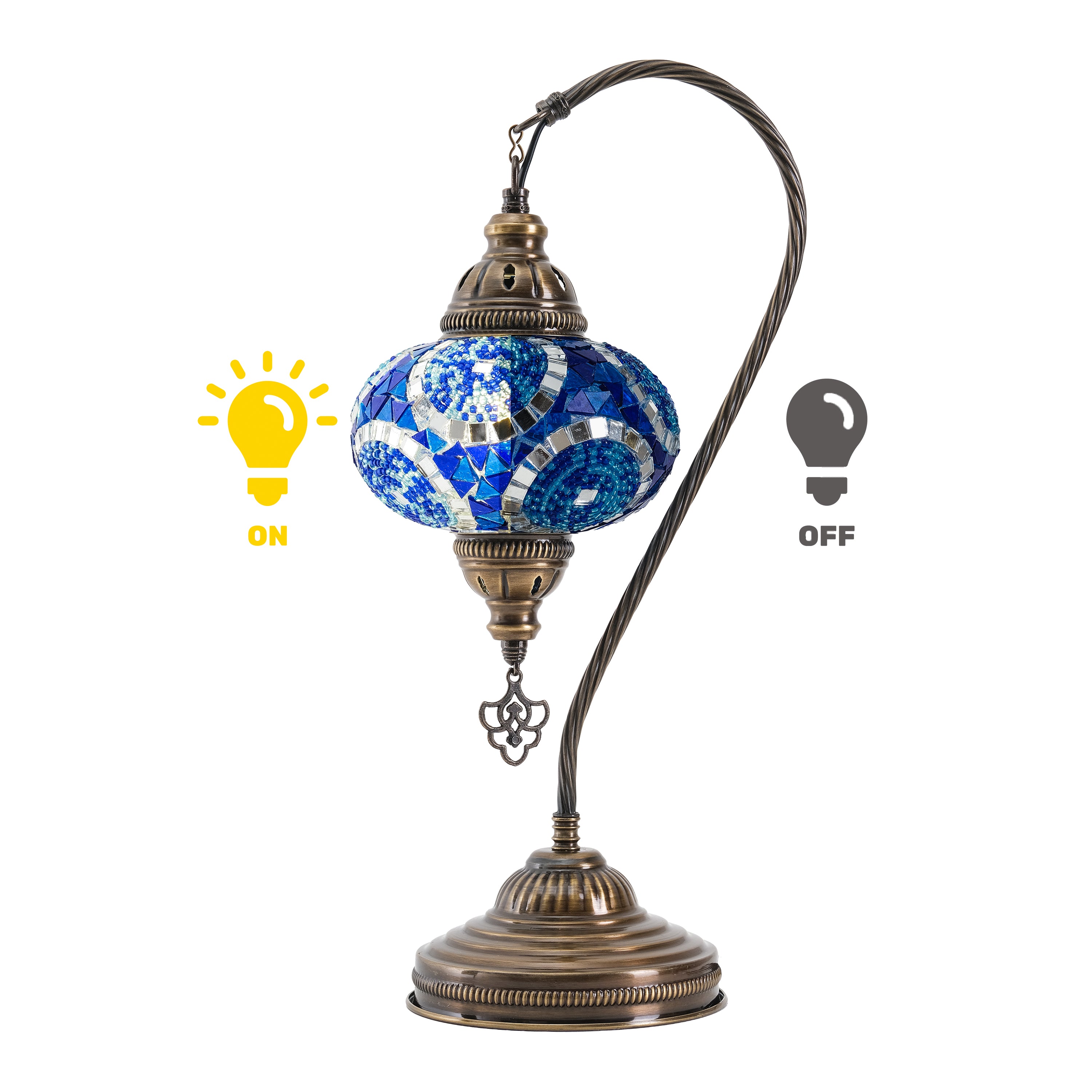 Mozaist Handmade Turkish Mosaic Swan Table Lamp Blue