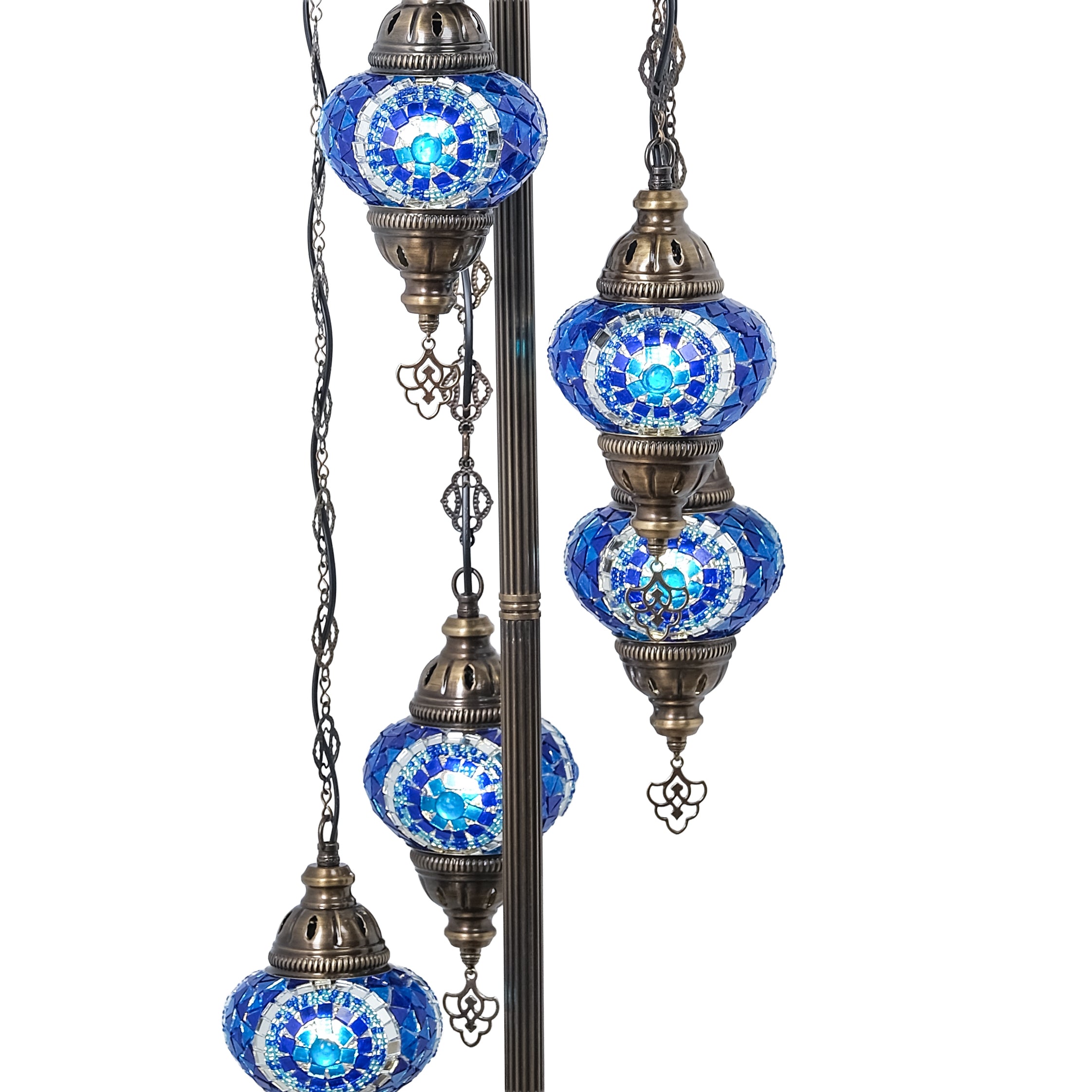 11-Globe Turkish Mosaic Floor Lamp (Blue)