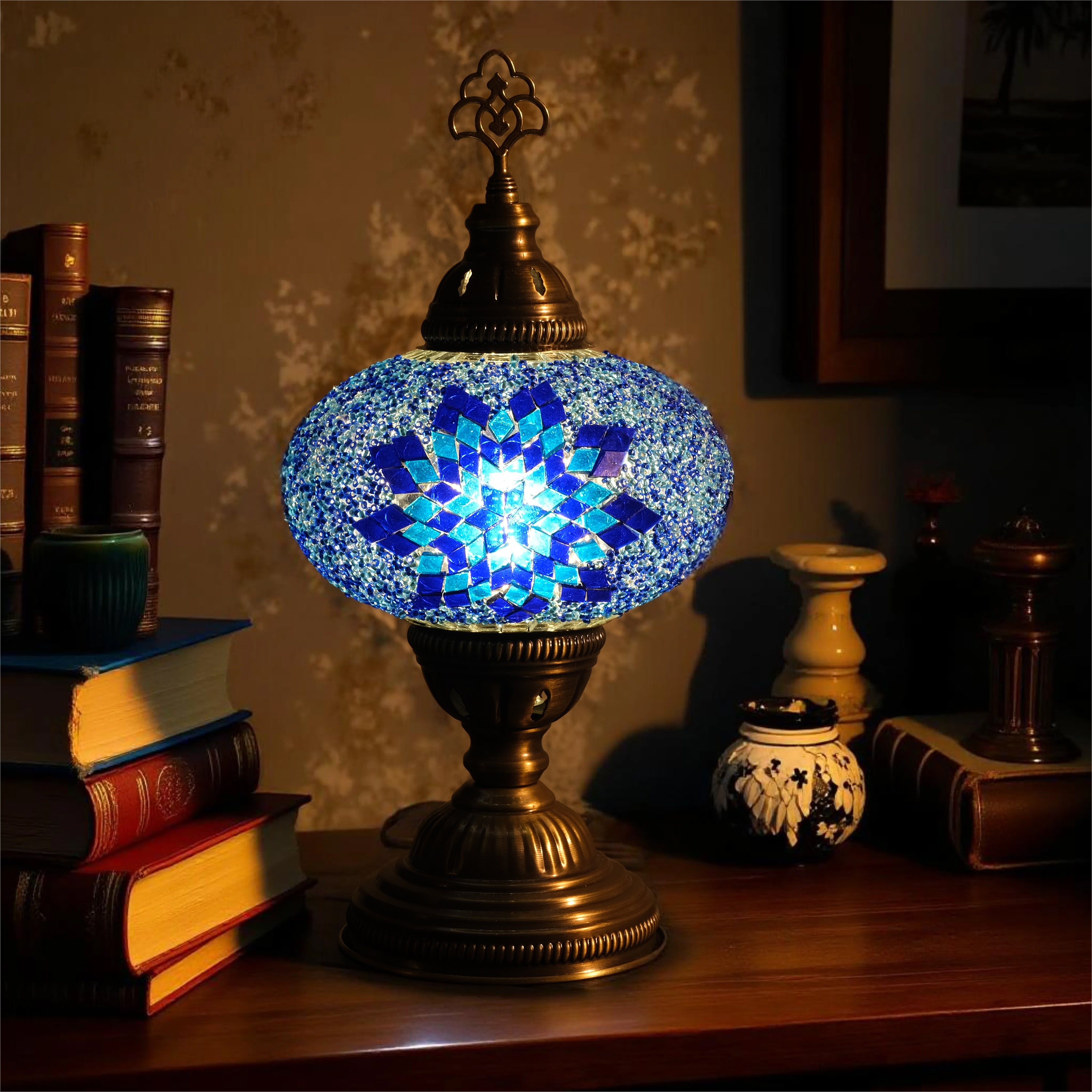 Mozaist Turkish Mosaic Table Lamp Blue Star